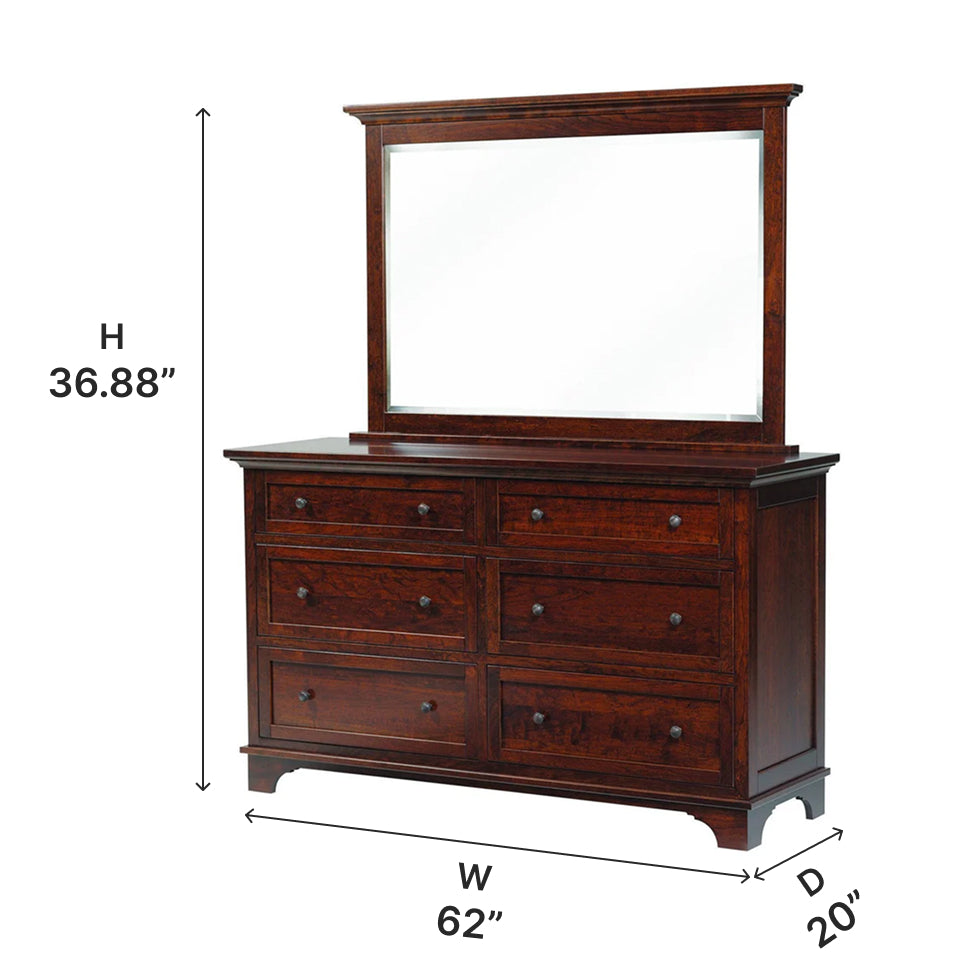 Amish Arlington Dresser Brown Maple / Dresser With Mirror Amish Arlington Dresser Brown Maple / Dresser With Mirror
