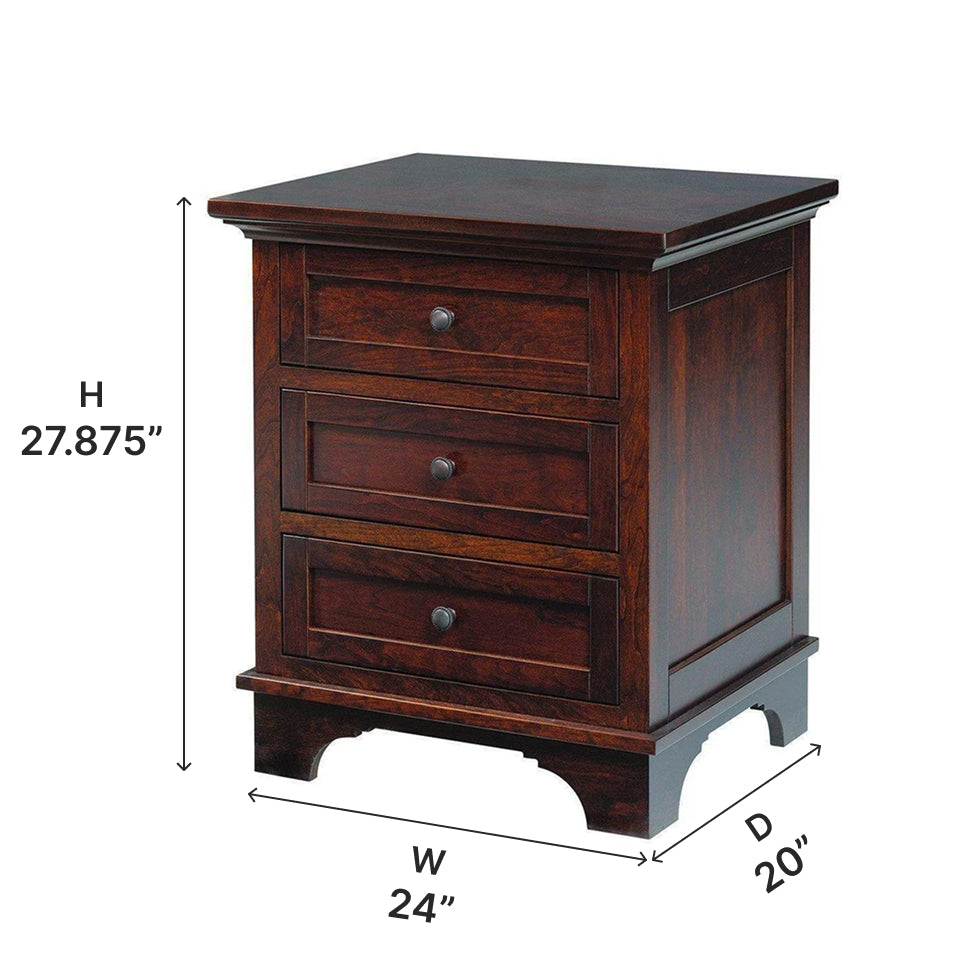 Amish Arlington Three Drawer Nightstand