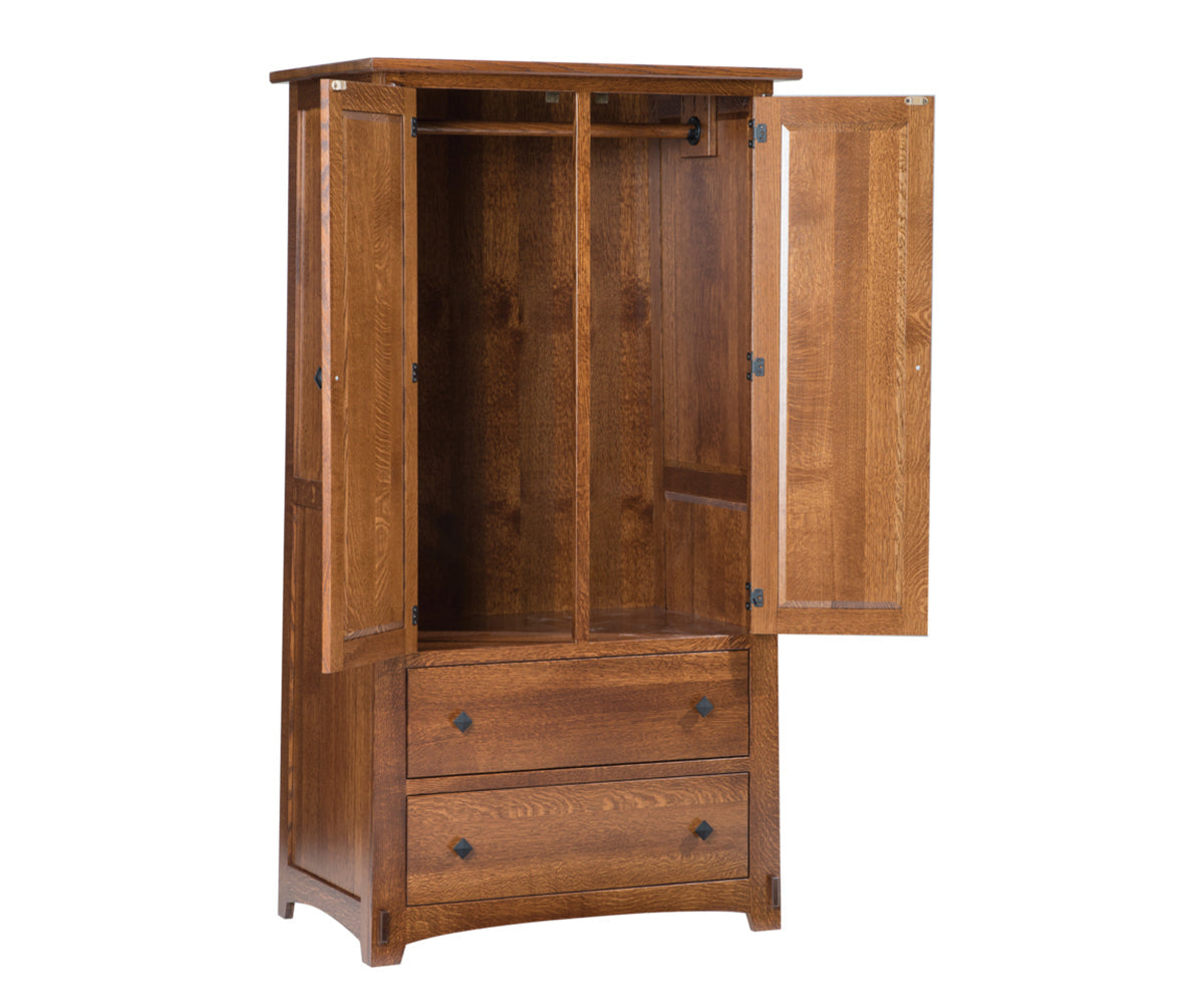 Amish 5600 OLDE Shaker With 2 door and 2 Drawer Armoire