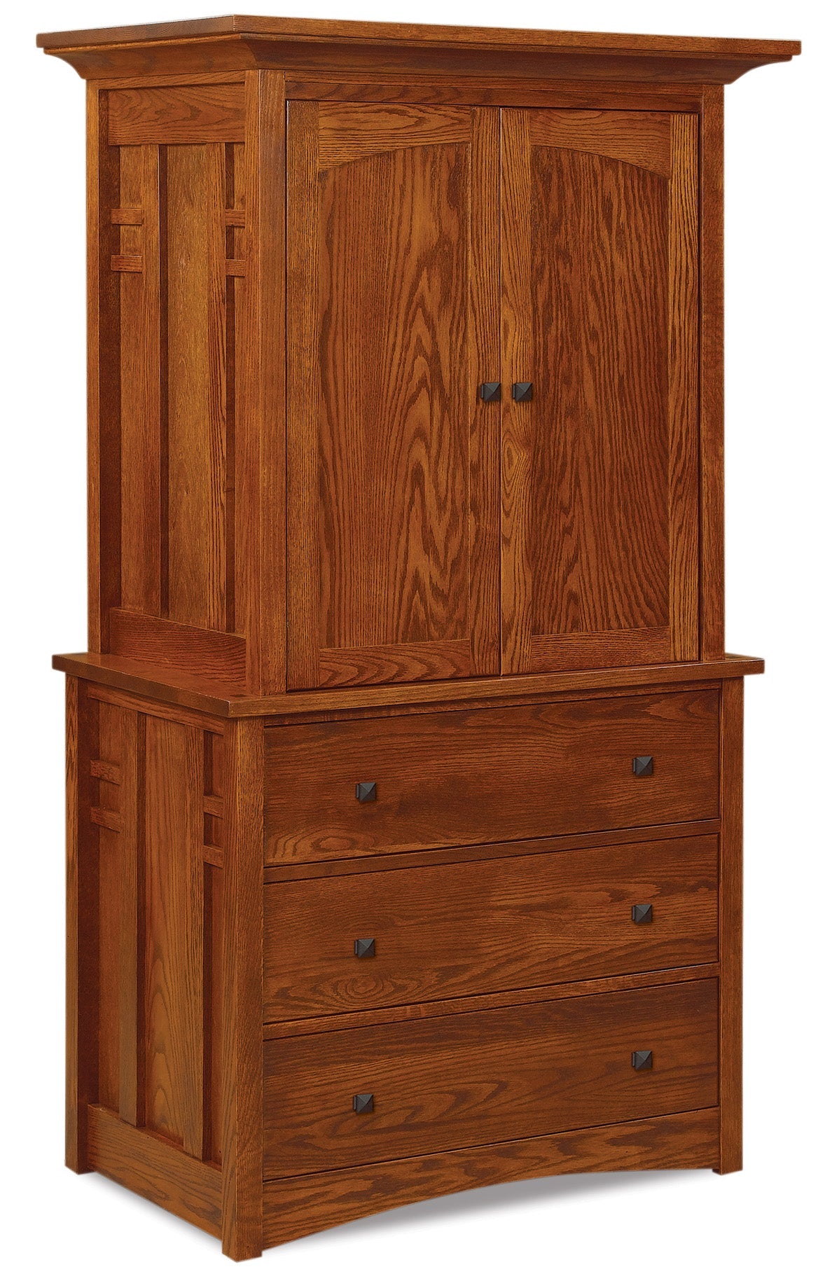 american made amish kascade three drawer two door armoire