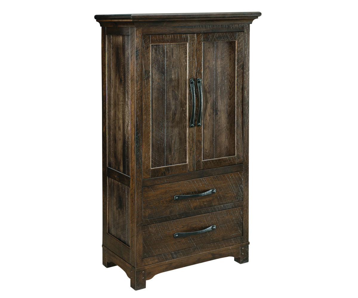 american made amish farmhouse two drawer two door armoire