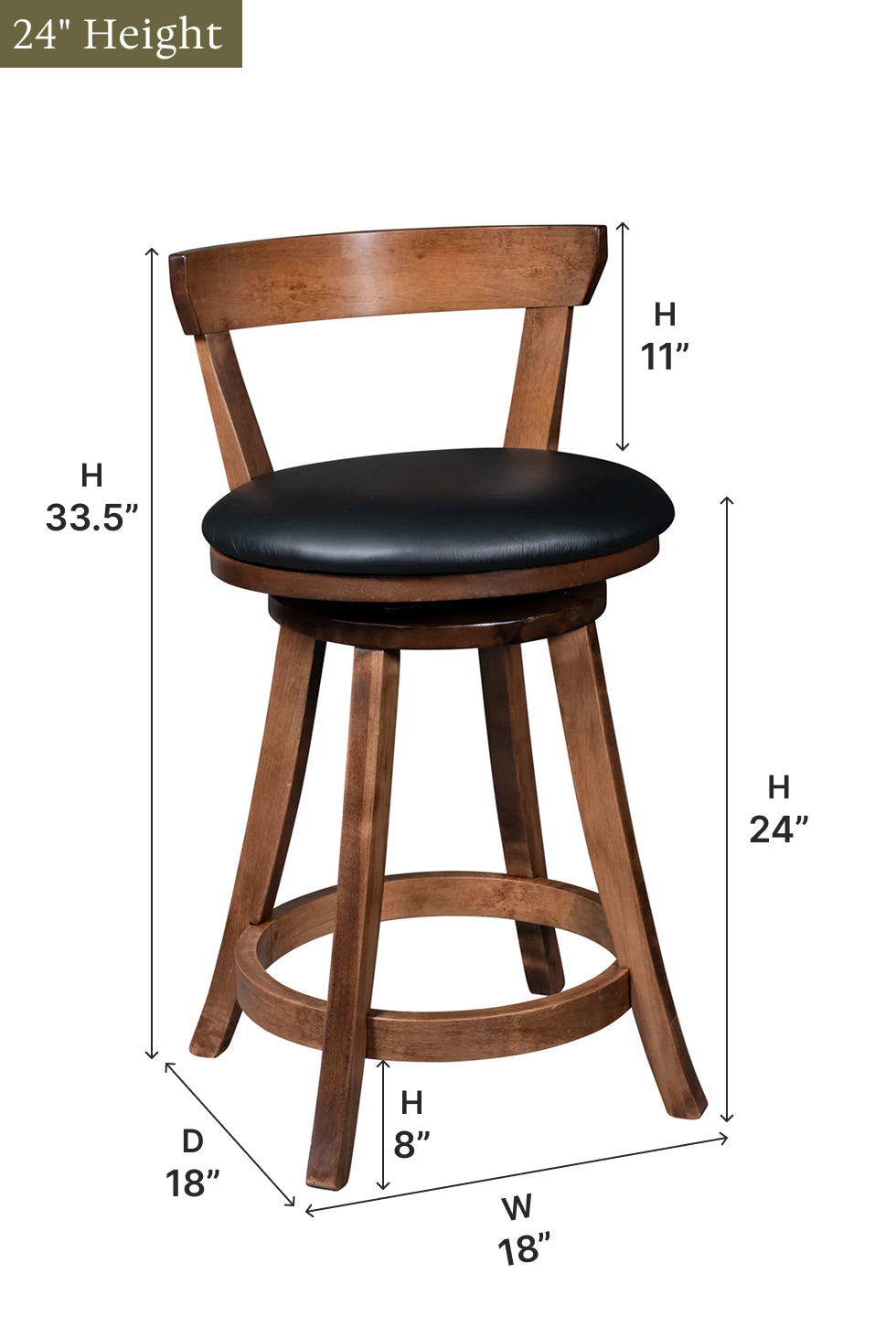Amish Artesia Swivel Bar Chair