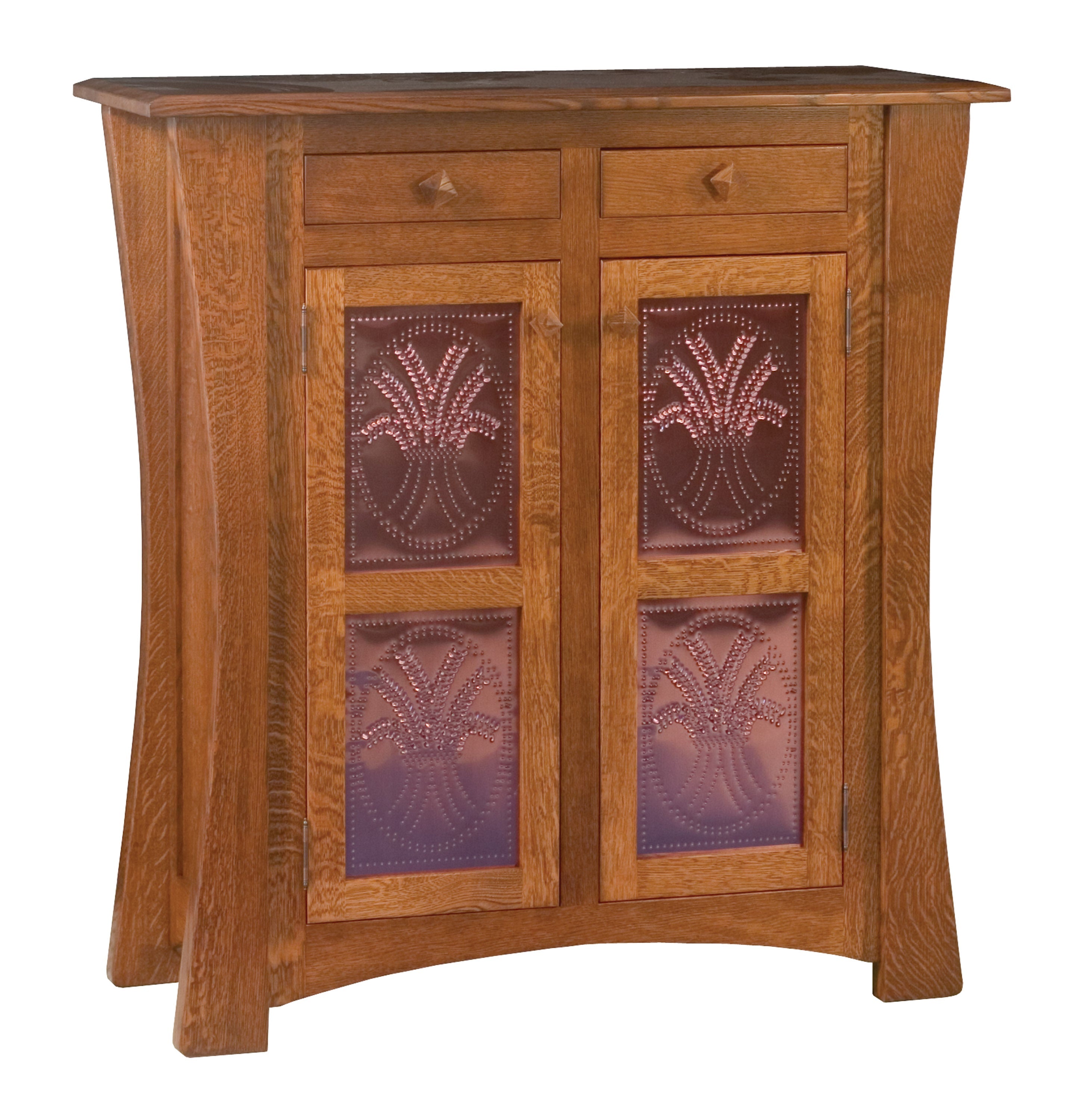 american made amish arts and crafts cabinet with cooper panel doors