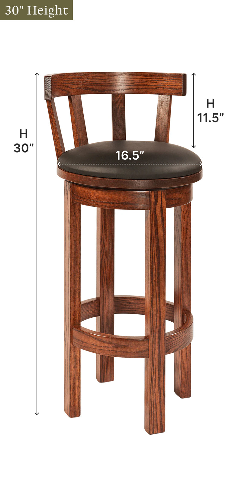 Amish Barrel Swivel Bar Chair with Meribeth Top-Bar Chair-The Amish House