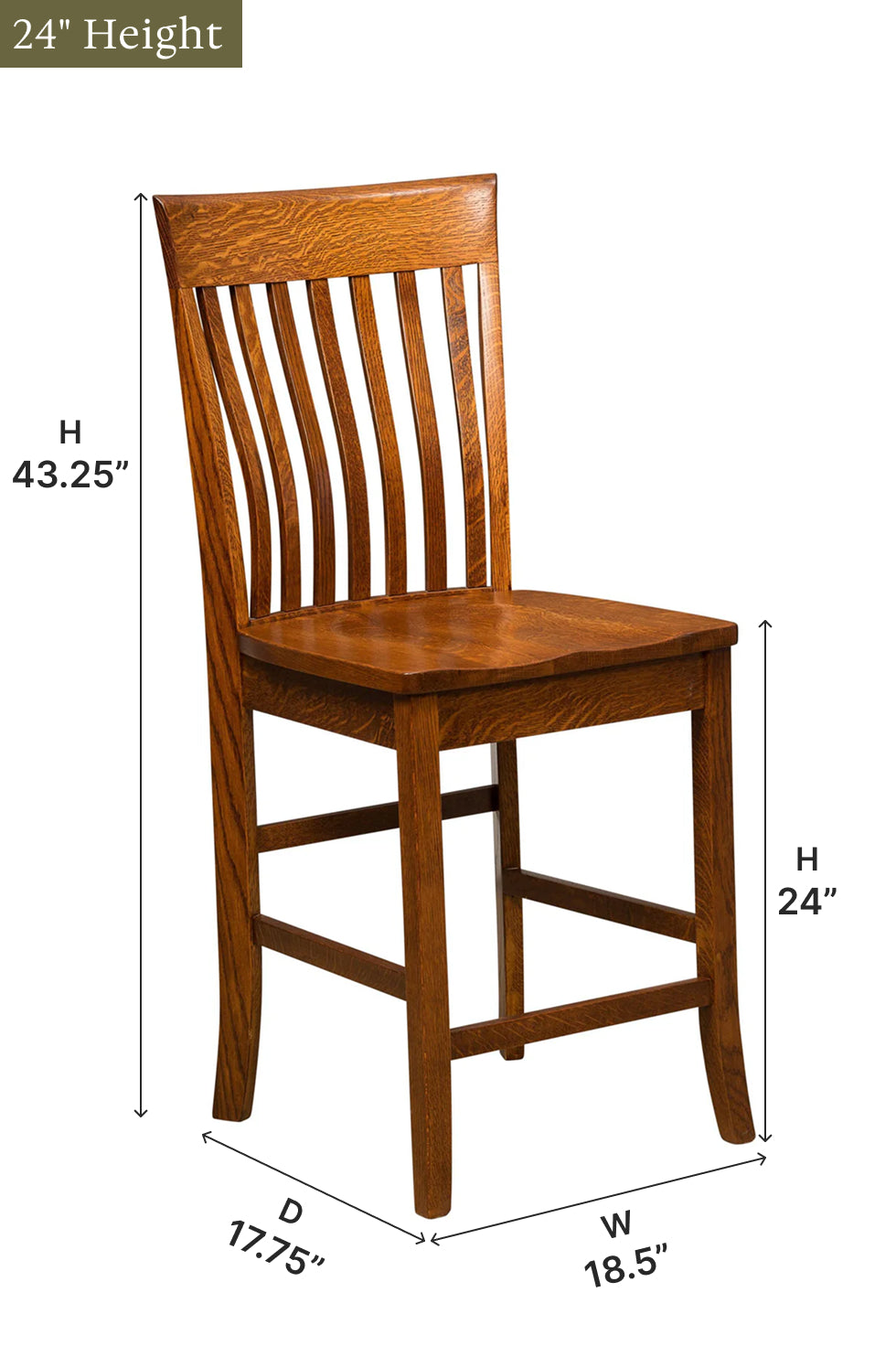 Amish Baytown Stationary Bar Chair - Quick Ship