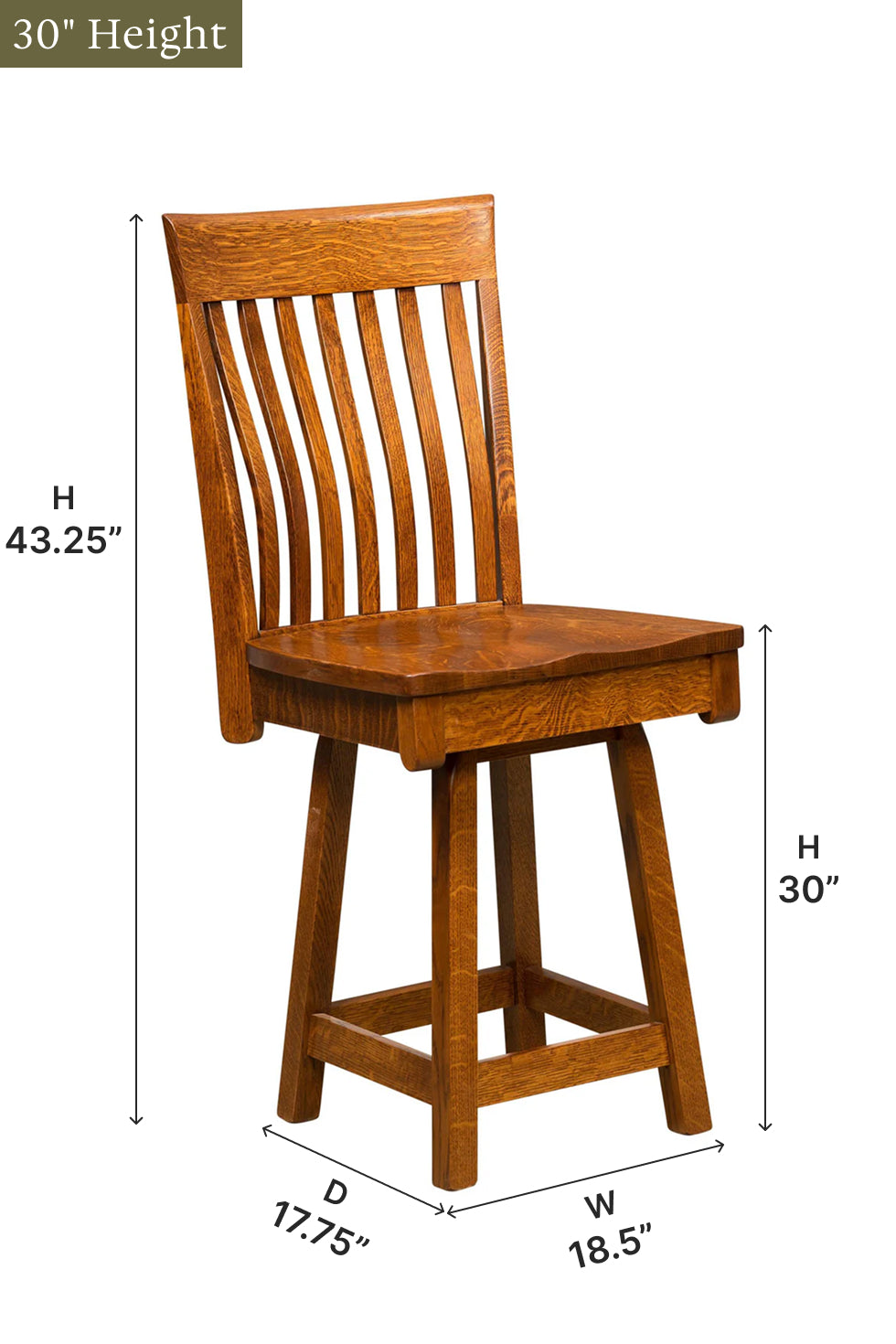 Amish Baytown Swivel Bar Chair