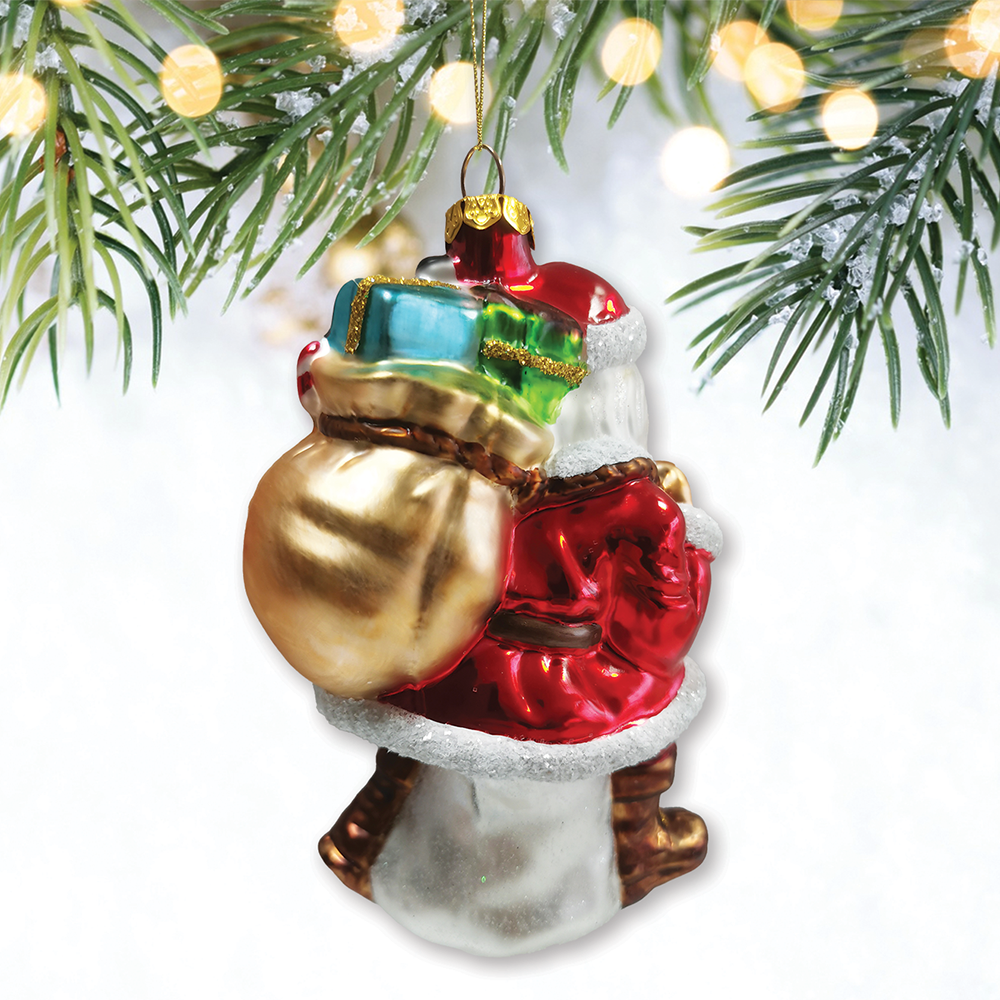 Holly Jolly Santa with Gifts Ornament