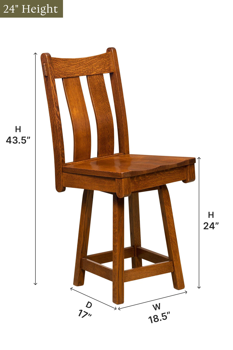 Amish Beaumont Swivel Bar Chair