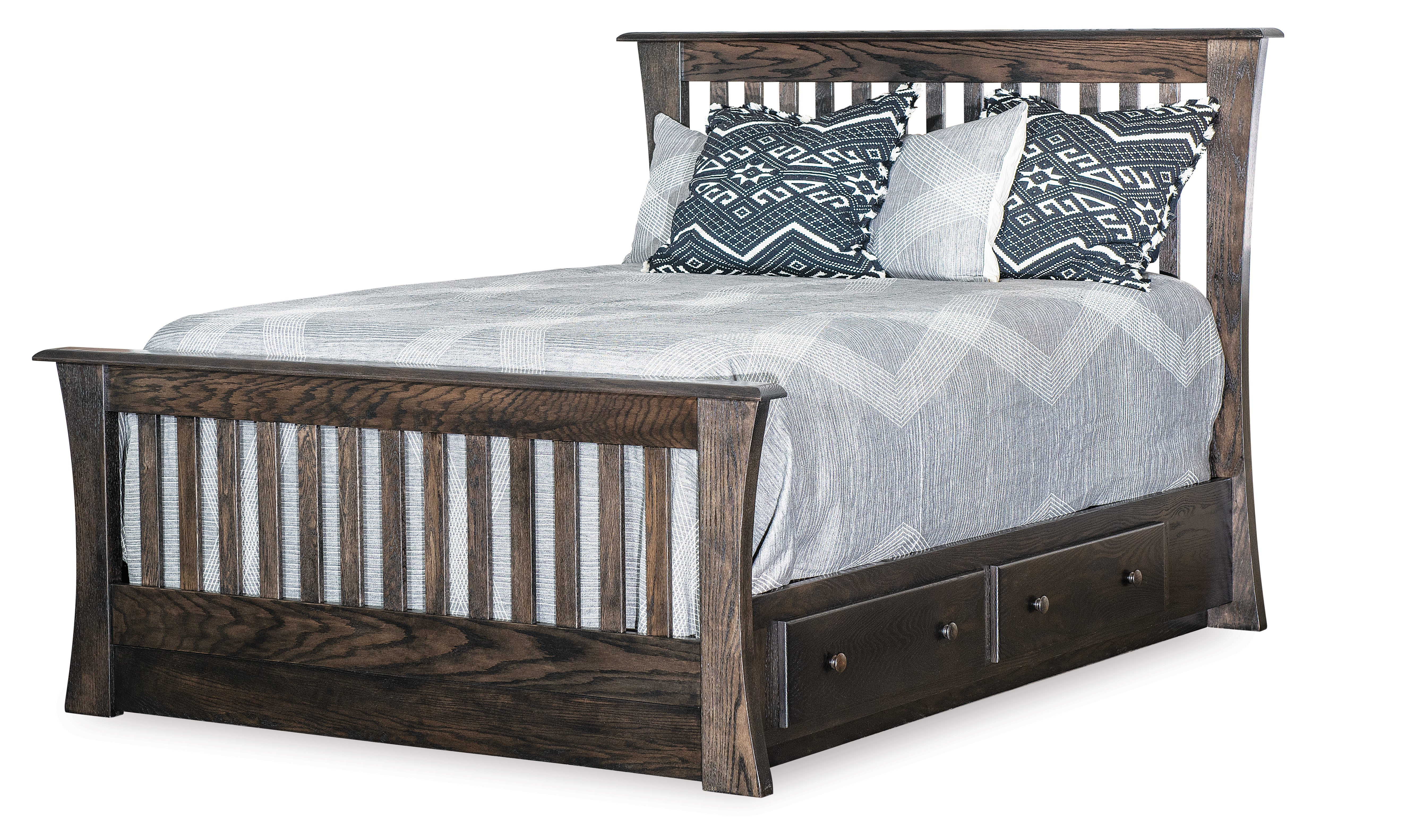 Amish Four Drawer Platform Bed - 14" Tall