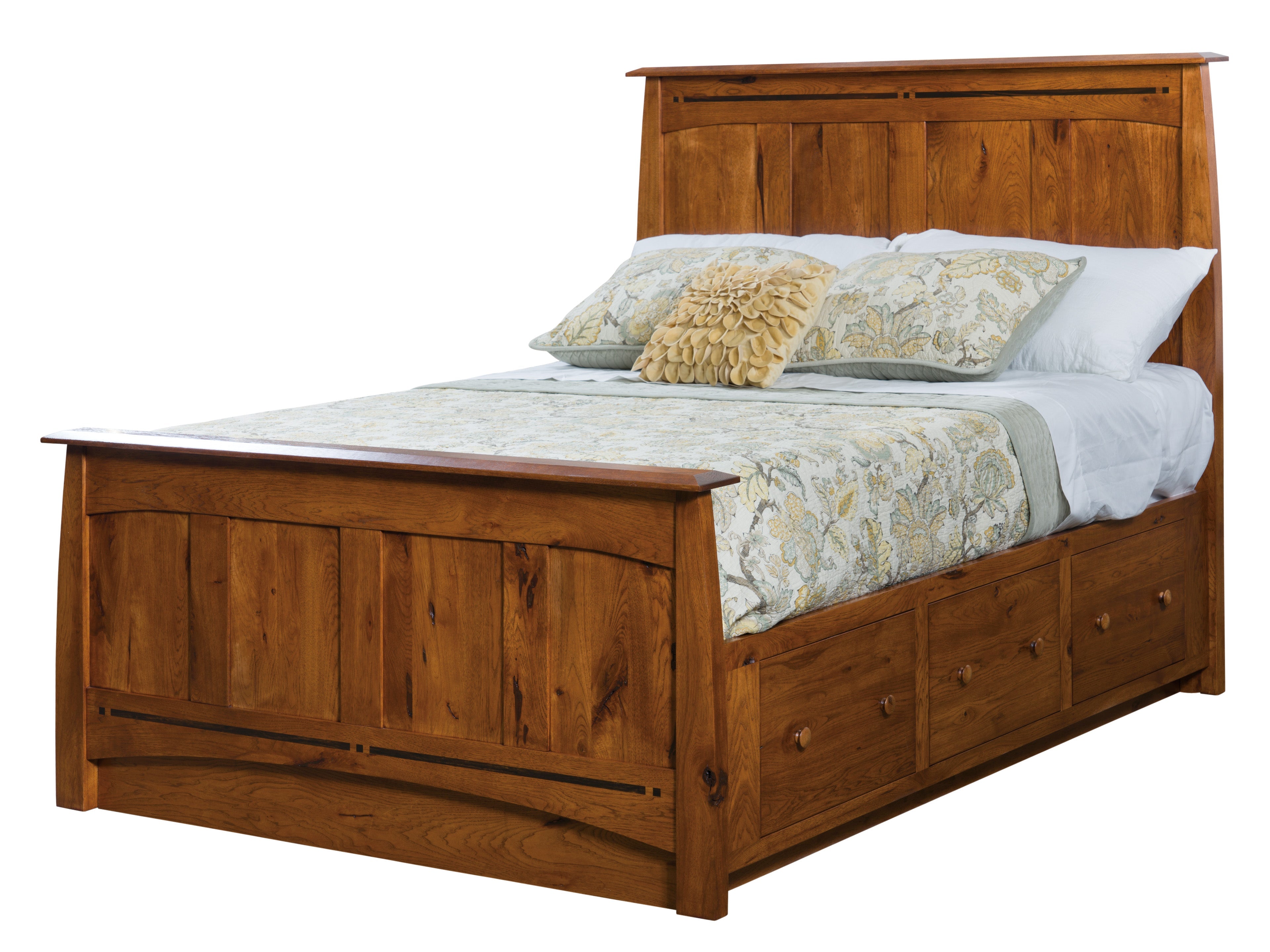 Amish Six Drawer Platform Bed - 19.25" Tall