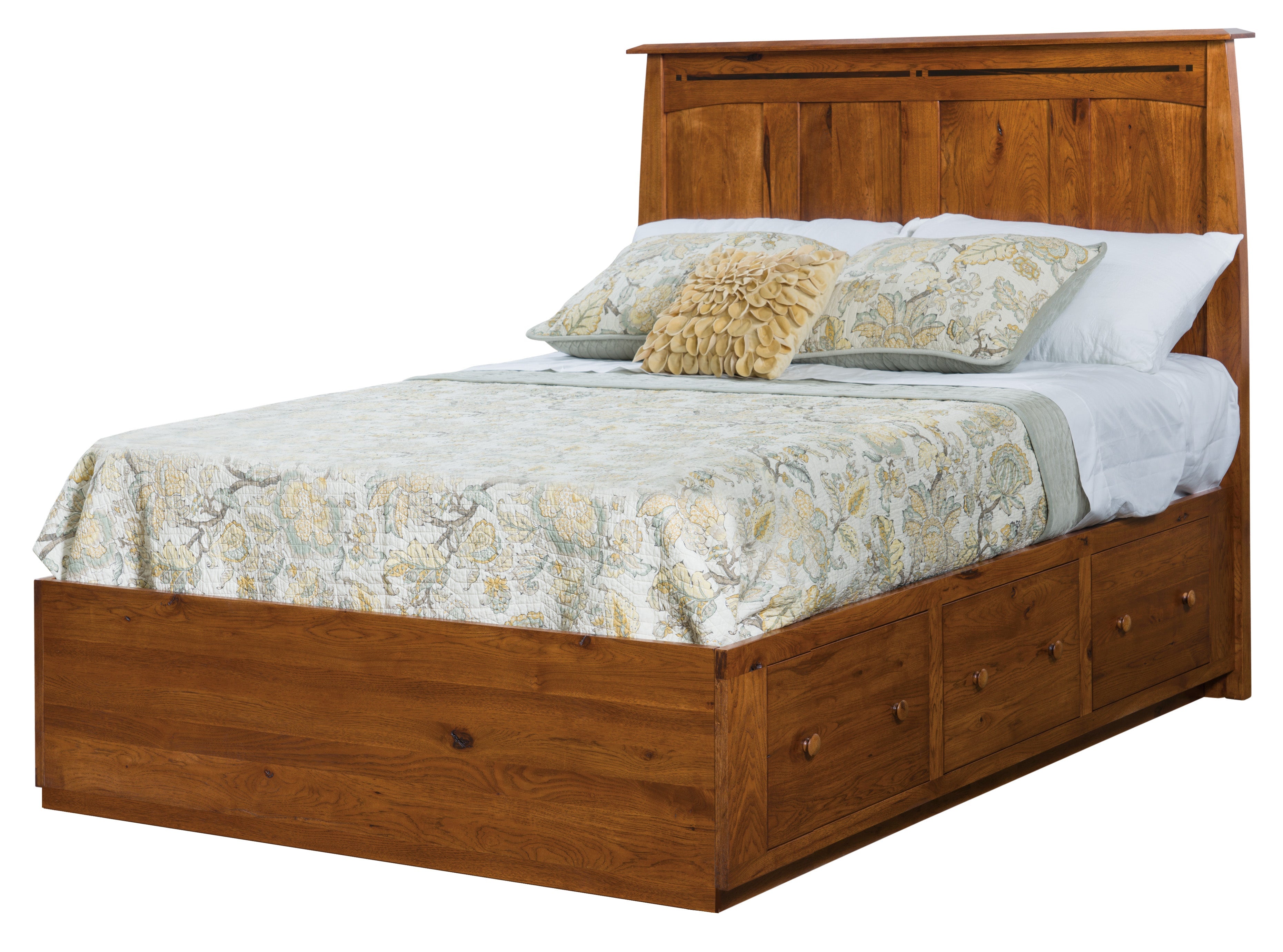 Amish Six Drawer Platform Bed - 19.25" Tall