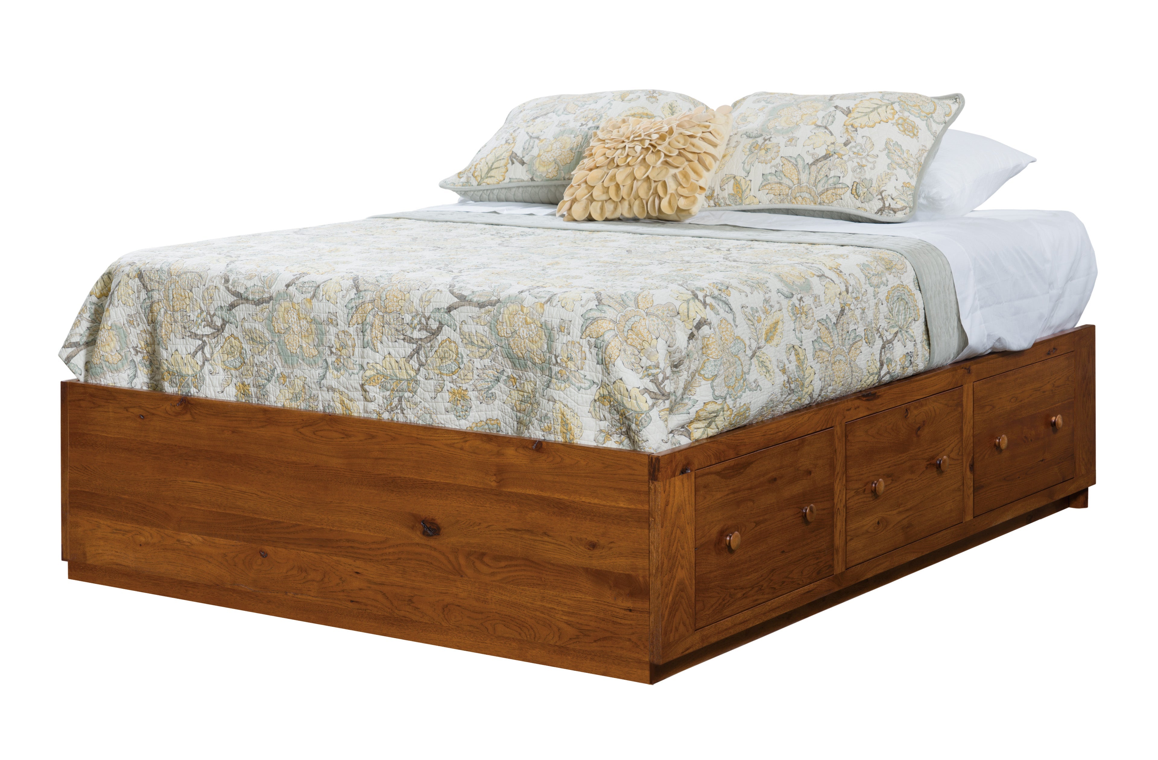 Amish Six Drawer Platform Bed - 19.25" Tall