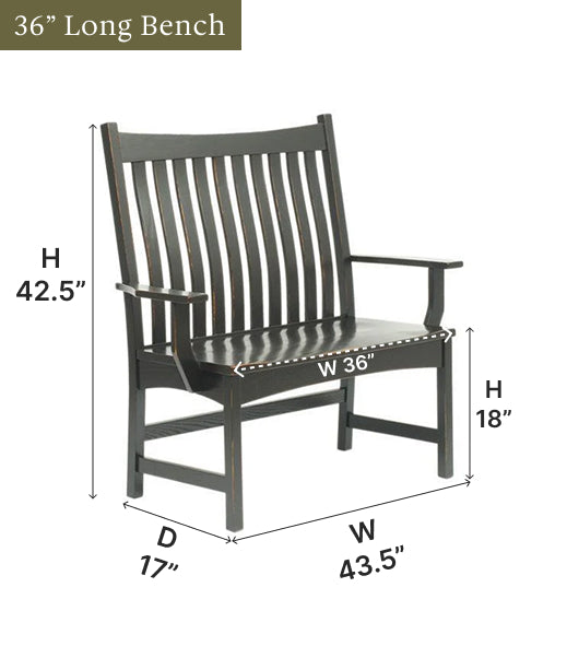 Amish Bellingham Long Bench with Arm