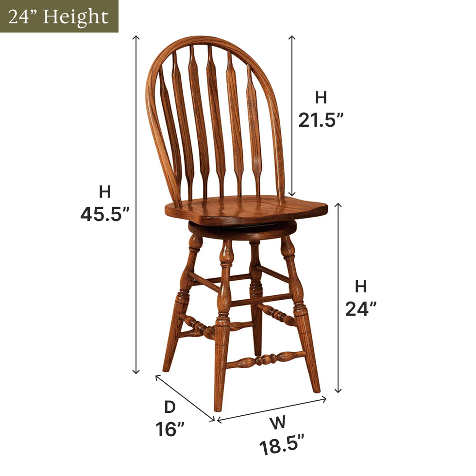 Amish Bent Paddle Swivel Bar Chair