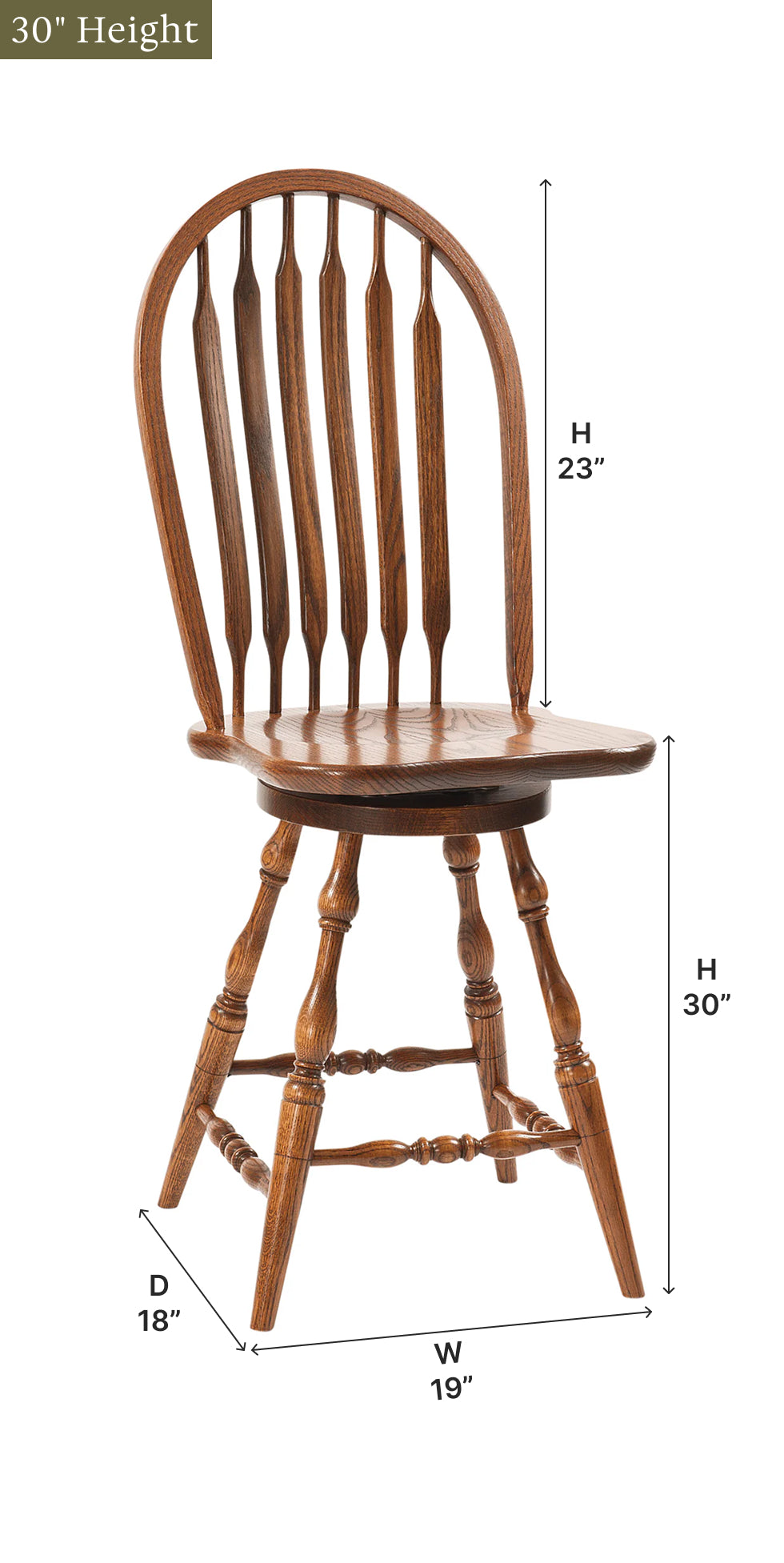 Amish Bent Paddle Swivel Bar Chair