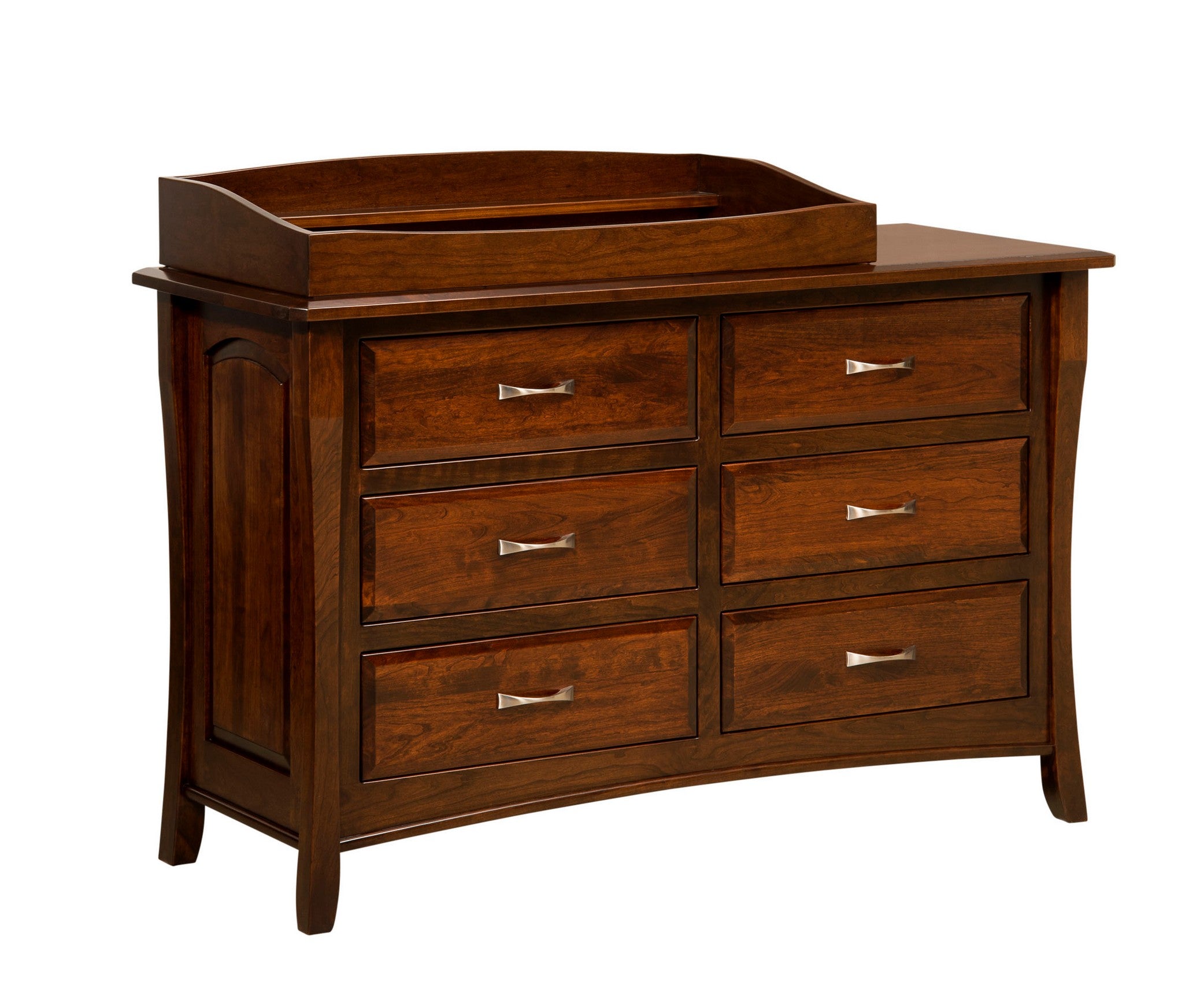 berkley six drawer dresser in sap cherry wood with rich tobacco stain and changing box