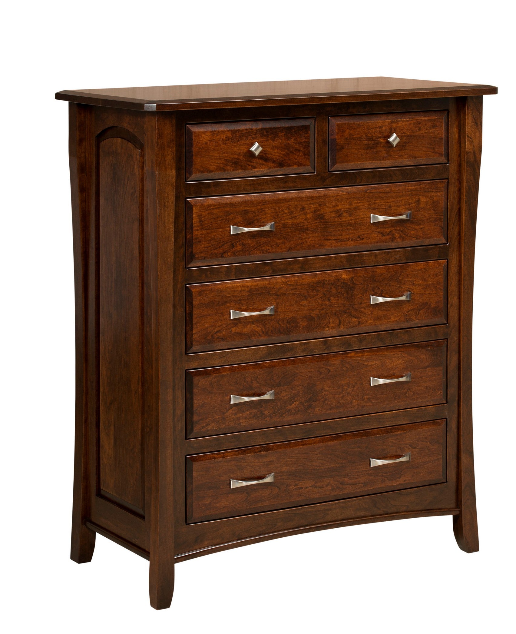 berkley six drawer chest in sap cherry wood with rich tobacco stain