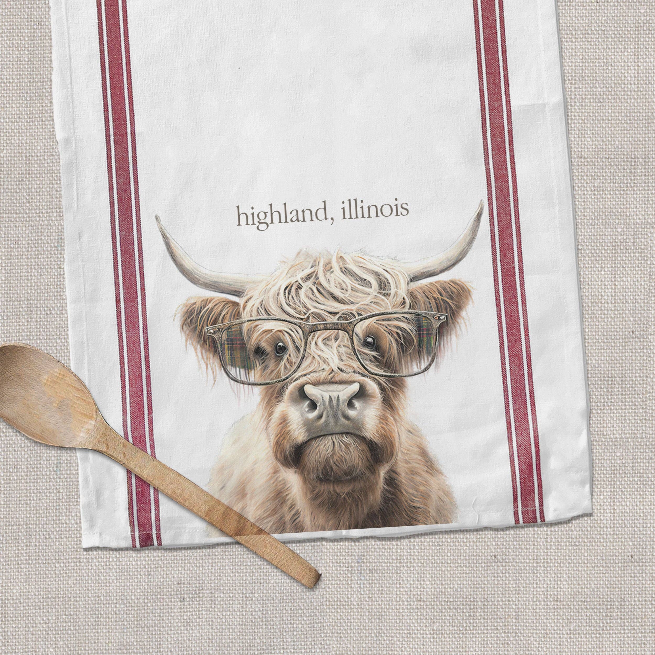 Highland Cow Cotton Tea Towel