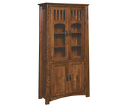 amish bookcase shown in brown maple