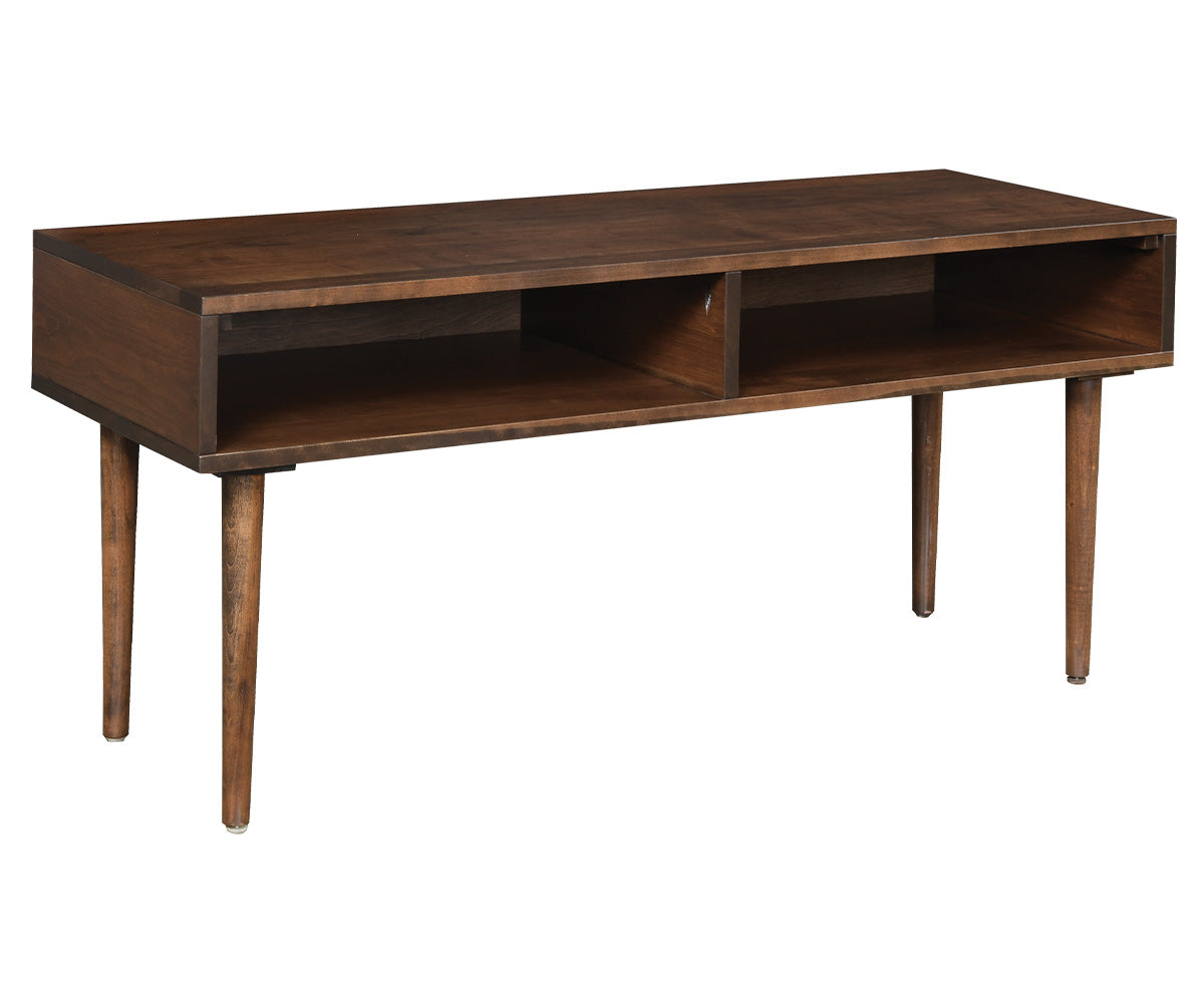 amish bookcase shown in brown maple