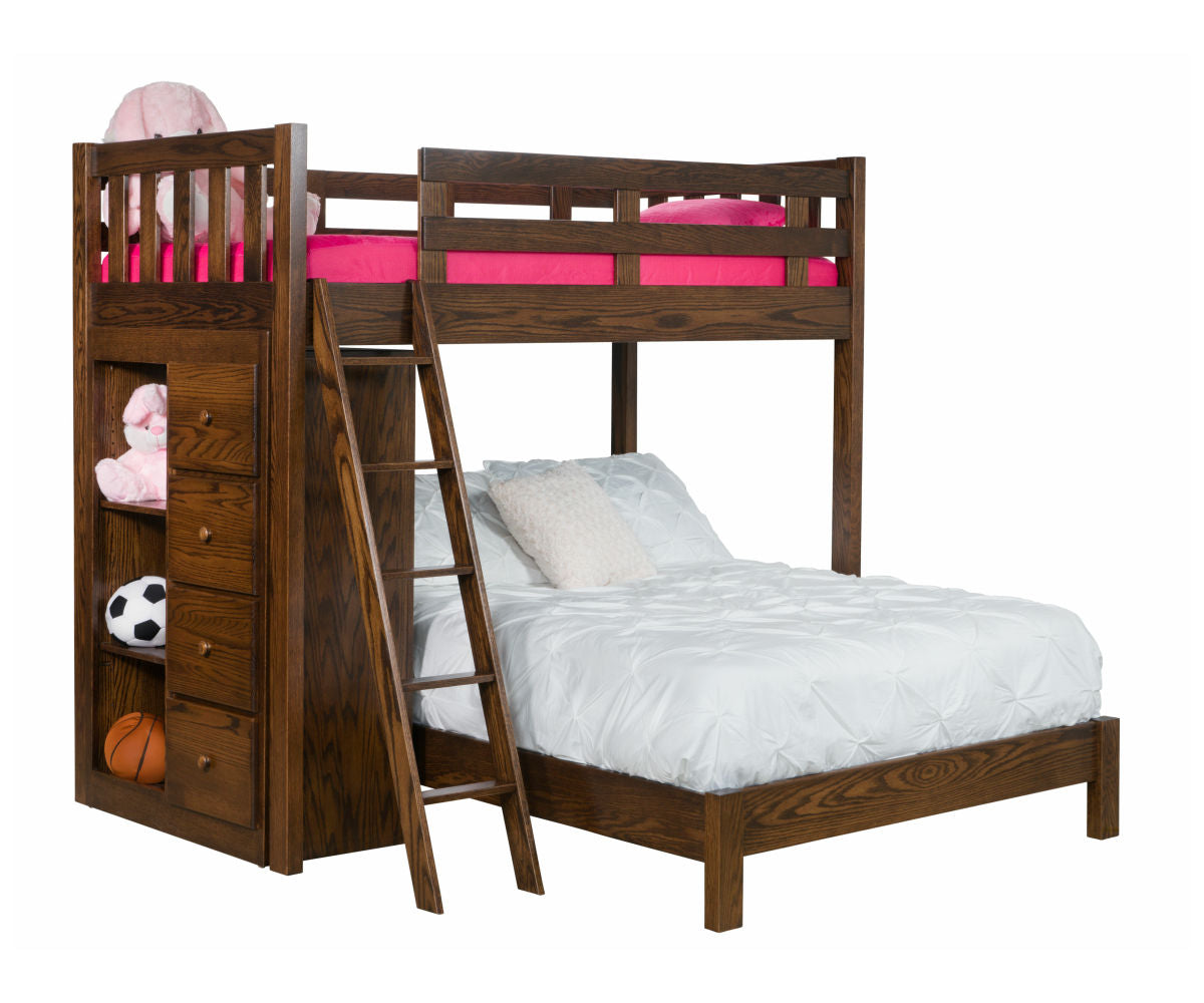 Amish Sedona Twin Bunk Bed With Bookcase