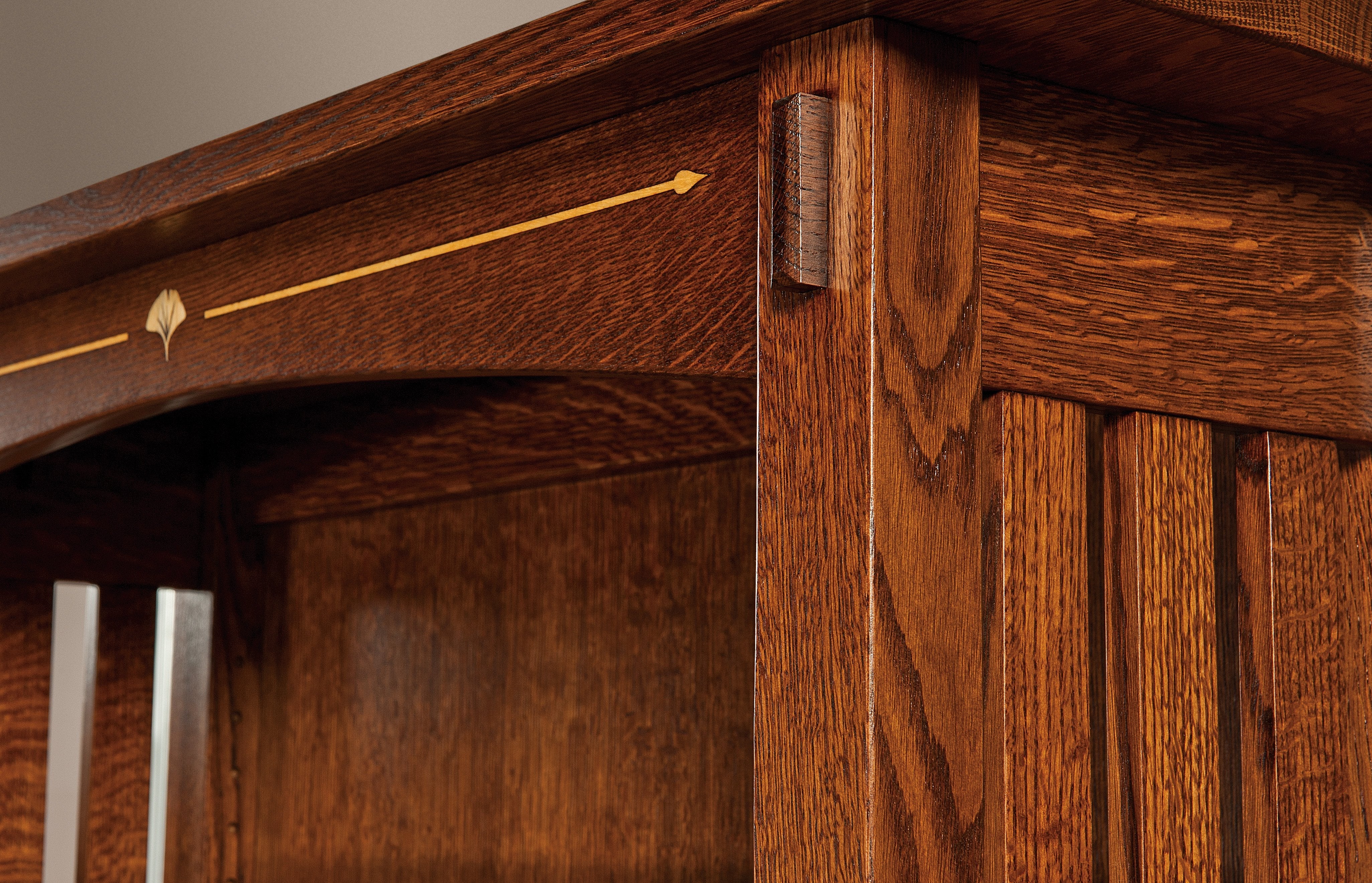 close up of mesa bookcase features