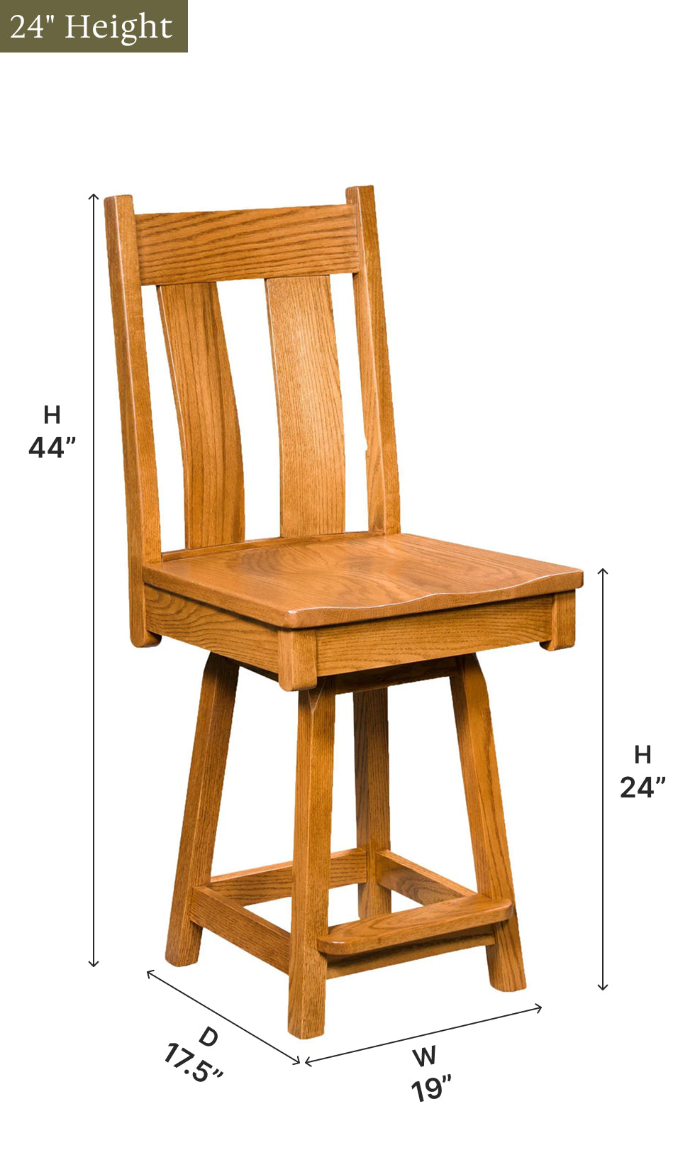 Amish Bostonian Swivel Bar Chair-Bar Chair-The Amish House