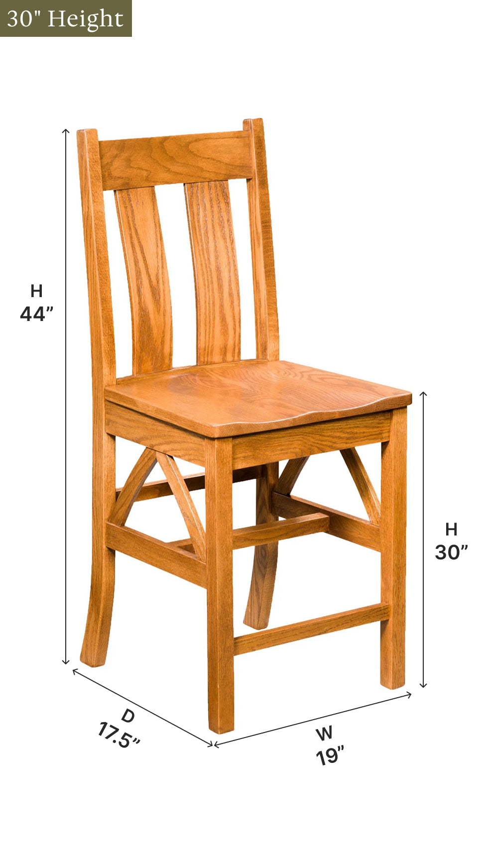 Amish Bostonian Stationary Bar Chair-Bar Chair-The Amish House