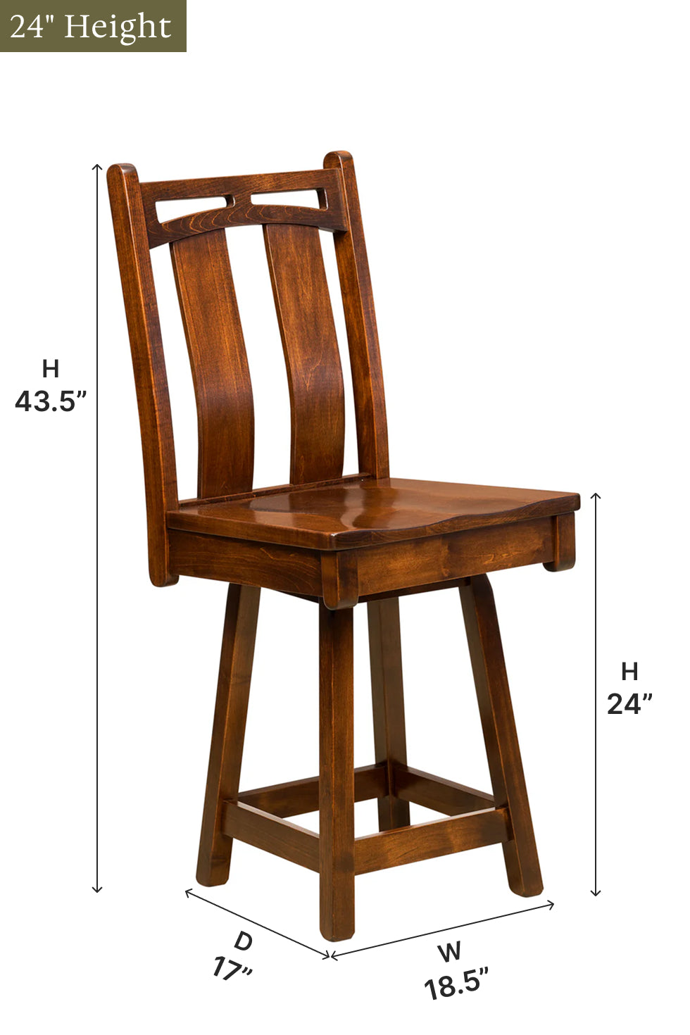 Amish Bridgeport Swivel Bar Chair-Bar Chair-The Amish House