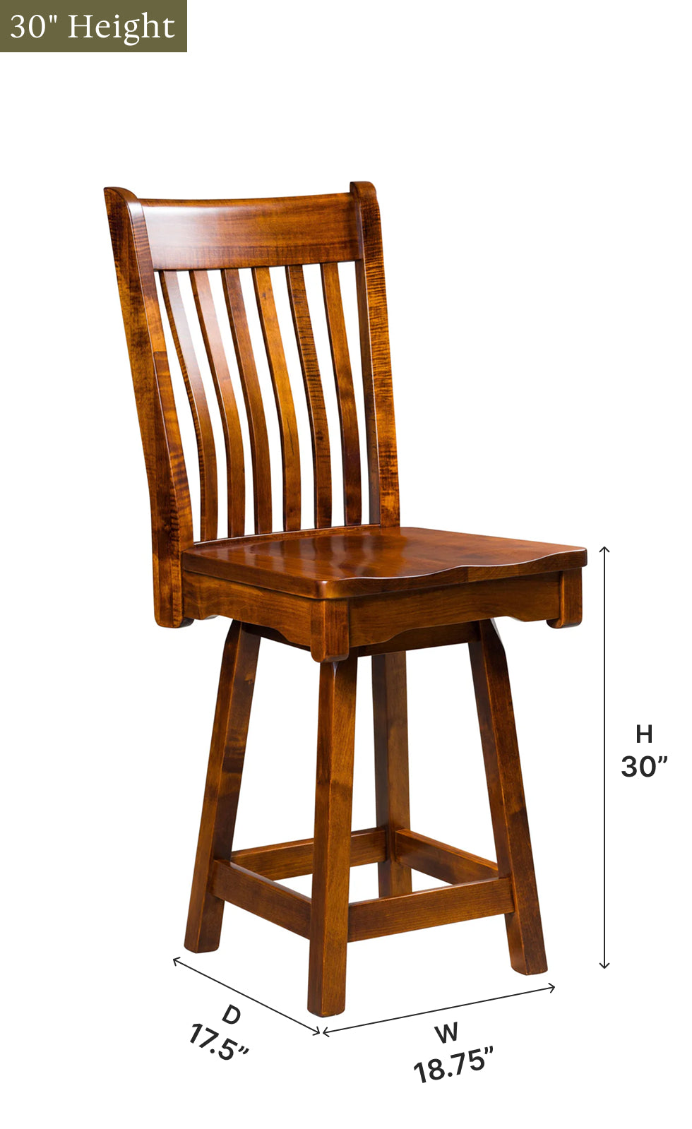 Amish Broadway Swivel Bar Chair