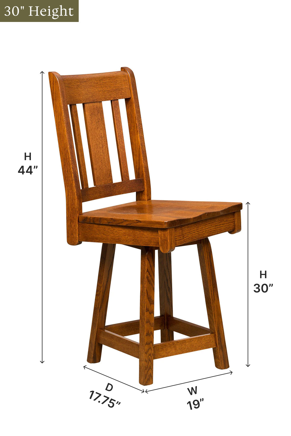 Amish Brookville Swivel Bar Chair-Bar Chair-The Amish House