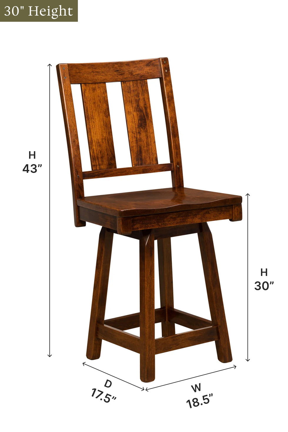 Amish Brunswick Swivel Bar Chair-Bar Chair-The Amish House
