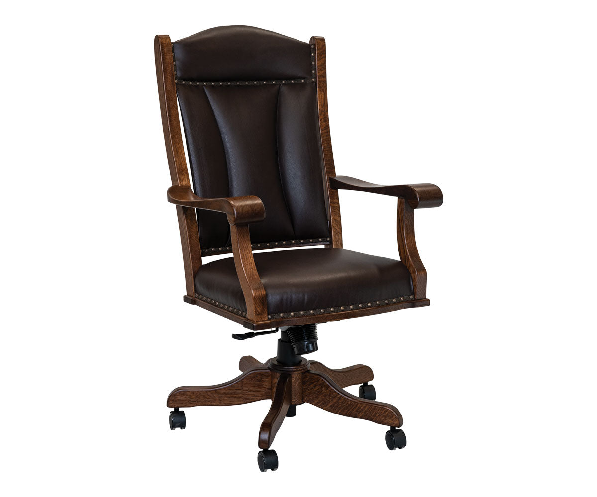 Amish Office Arm Chair with Gas Lift-Desk Chair-The Amish House