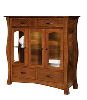 amish york high buffet three doors four drawers and lighting