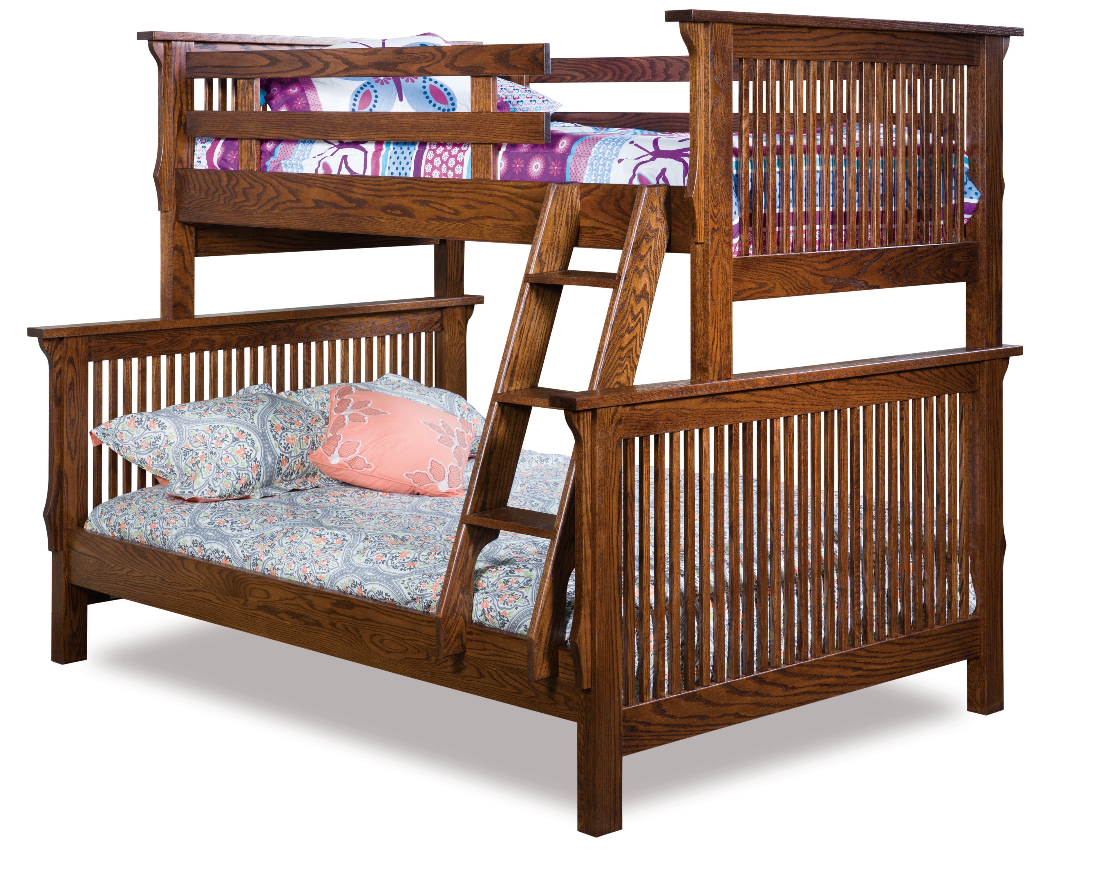 amish mission bunk bed in oak with asbury stain