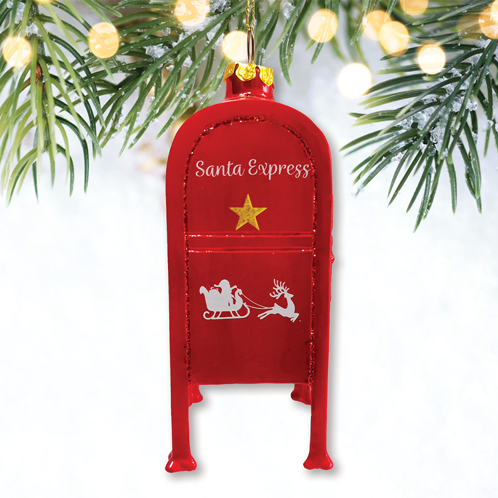 Letters for Santa Mailbox Glass Ornament