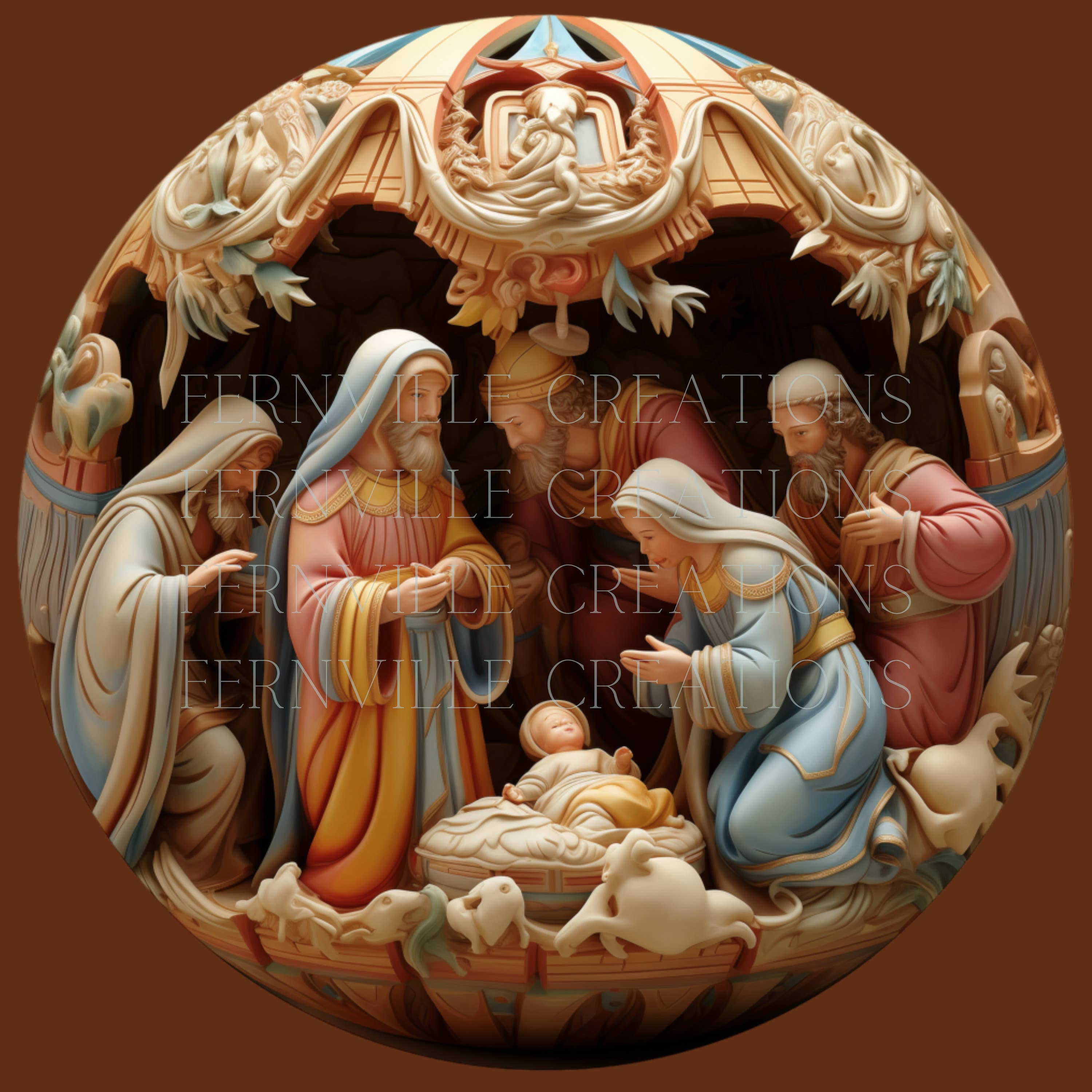 Christmas Nativity Ceramic Ornament