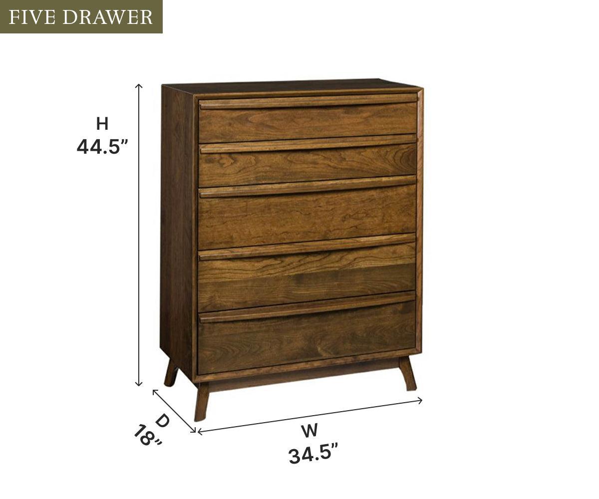 Amish Cambridge Five Drawer Chest