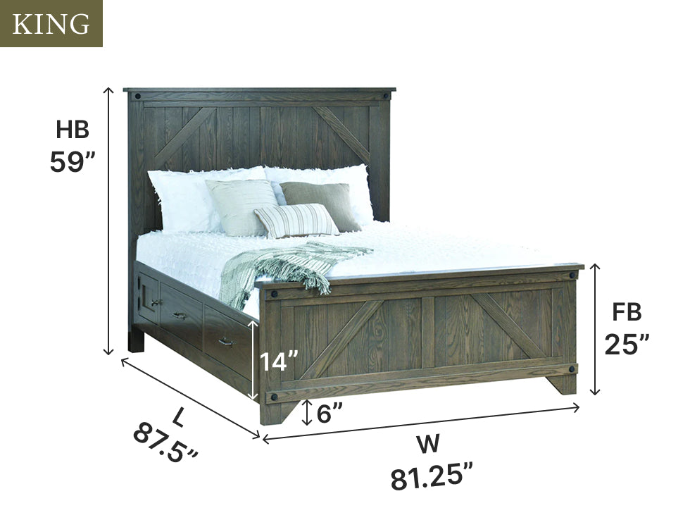 Amish Cambridge Bed with Storage Drawers