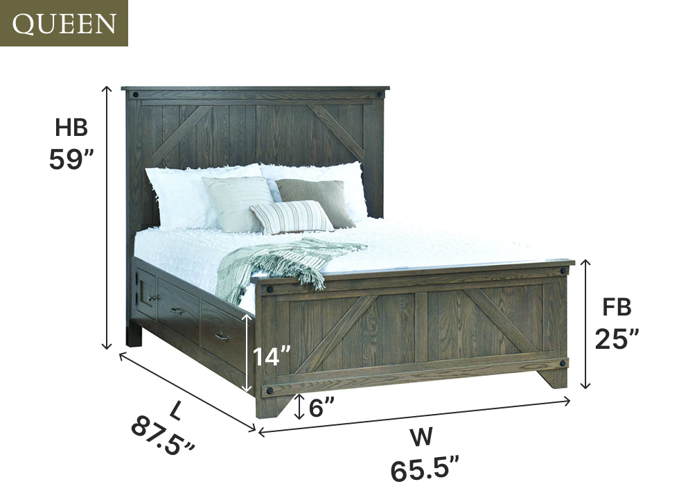 Amish Cambridge Bed with Storage Drawers