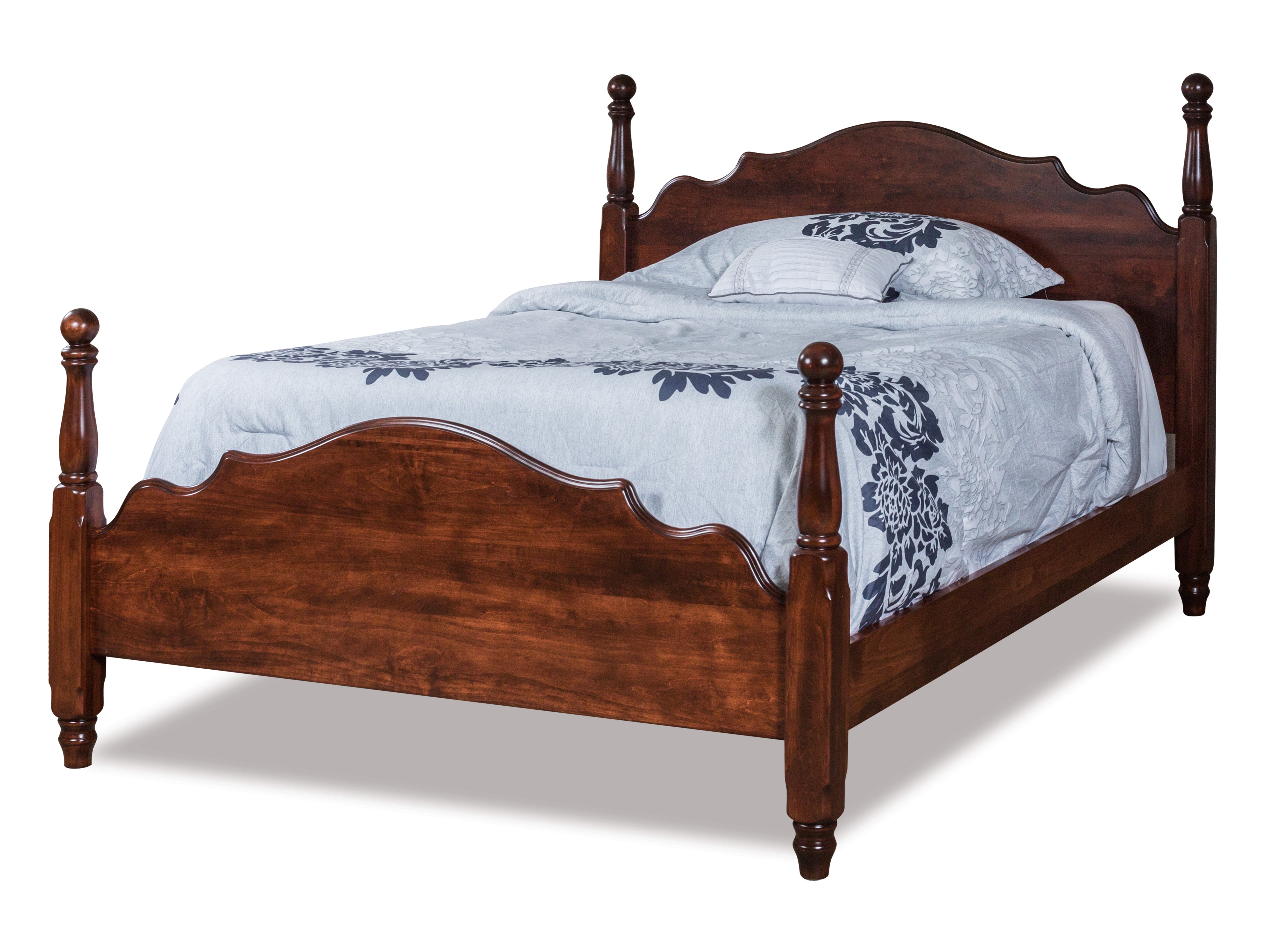 american made amish cannonball bed in oak with charwood stain