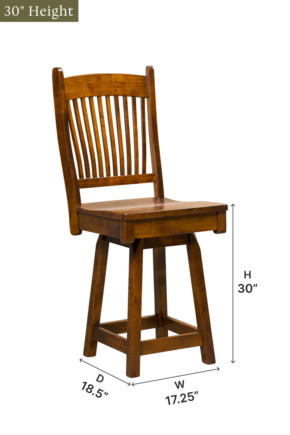 Amish Canterbury Swivel Bar Chair-Bar Chair-The Amish House