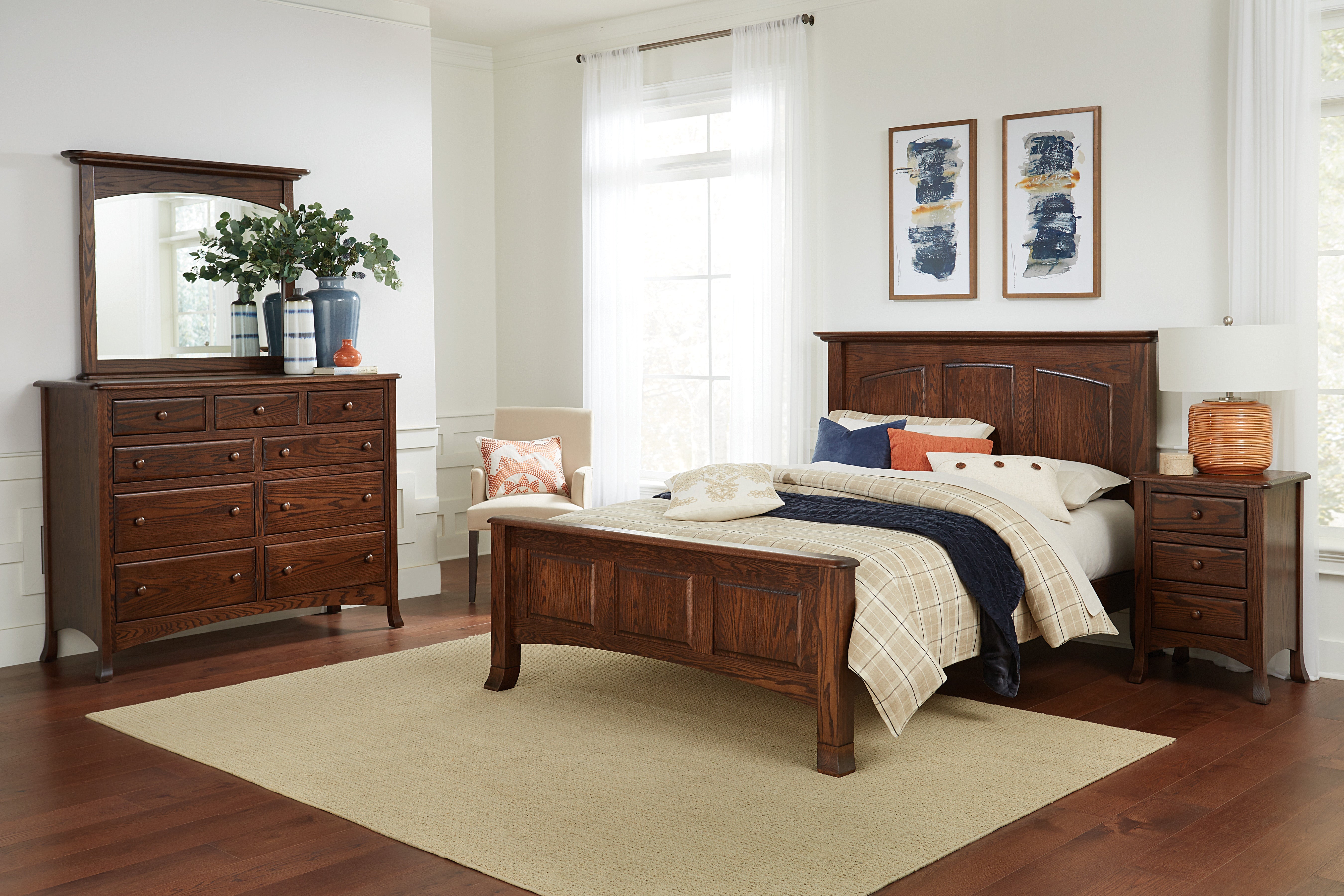 amish carlisle bedroom set in oak with carbon stain