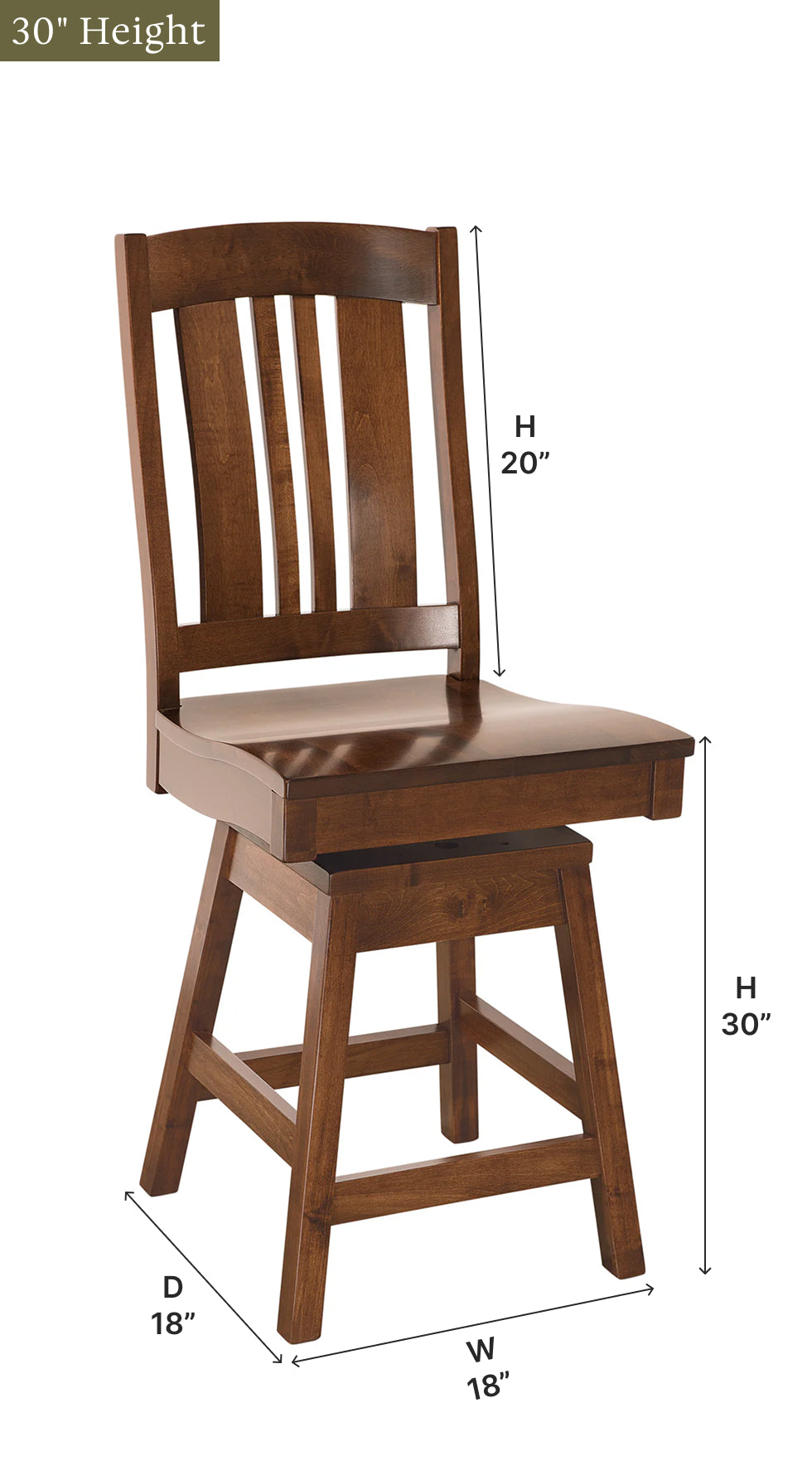 Amish Carolina Swivel Bar Chair