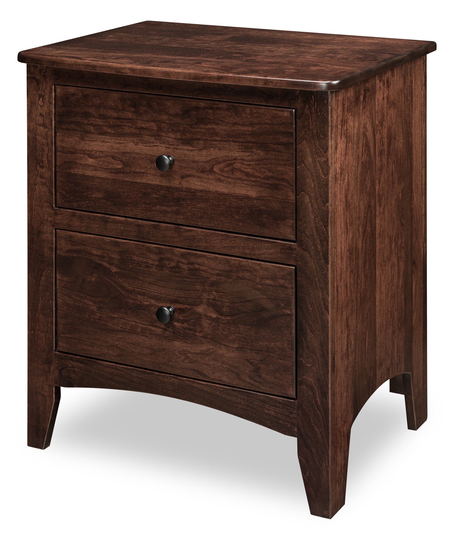 celina two drawer nightstand in sap cherry wood with manchester stain