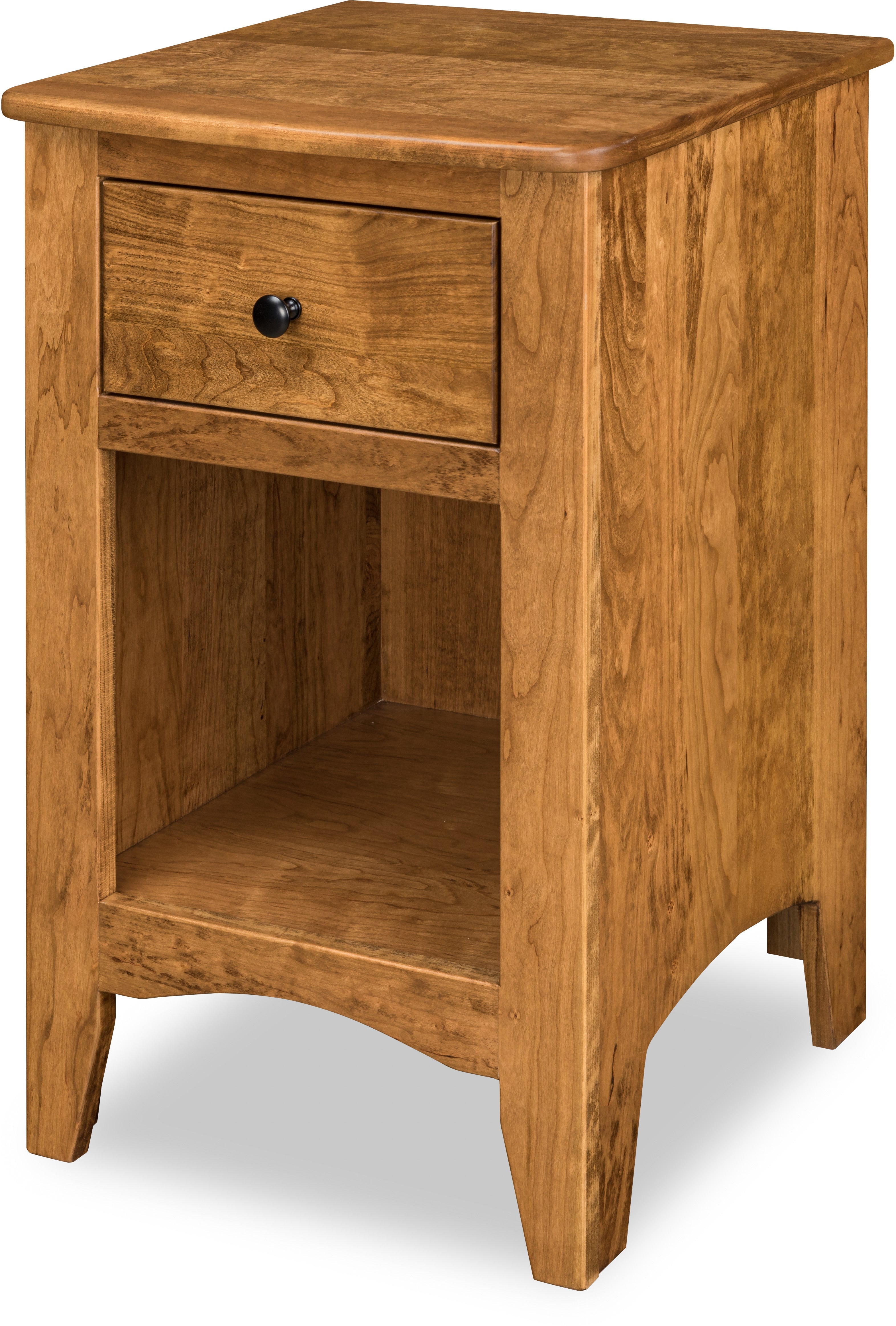 celina one drawer nightstand in sap cherry wood with medium walnut stain