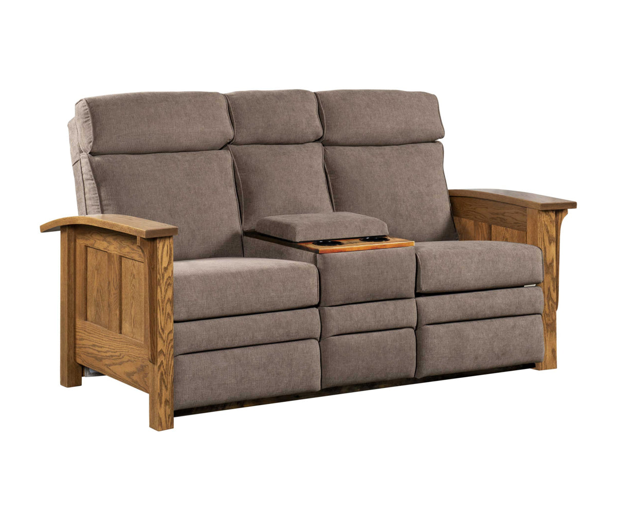 Amish 1600 Series Shaker Center Console Love Seat Recliner-Recliner-The Amish House