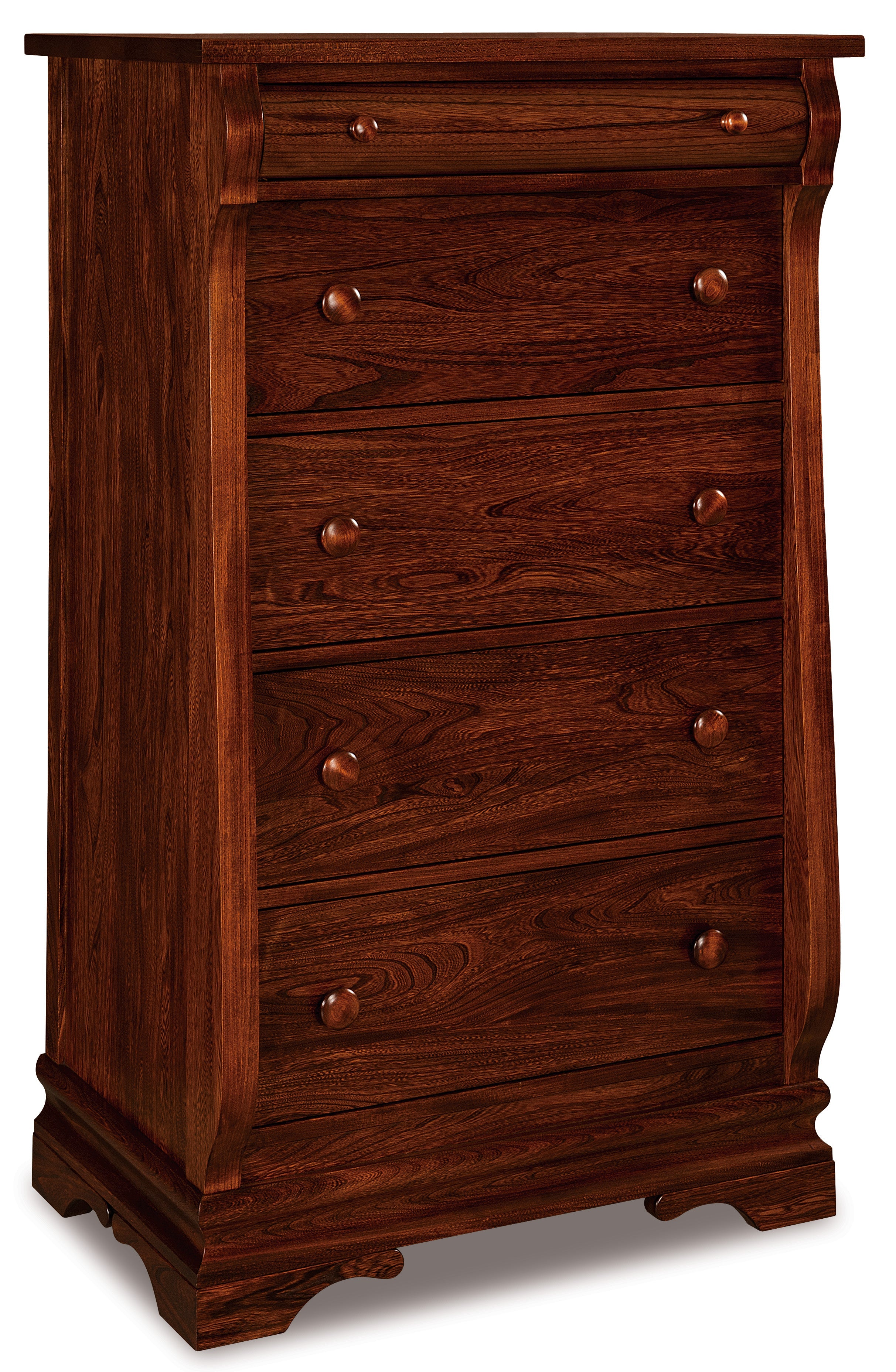 Amish Chippewa Sleigh Five Drawer Chest