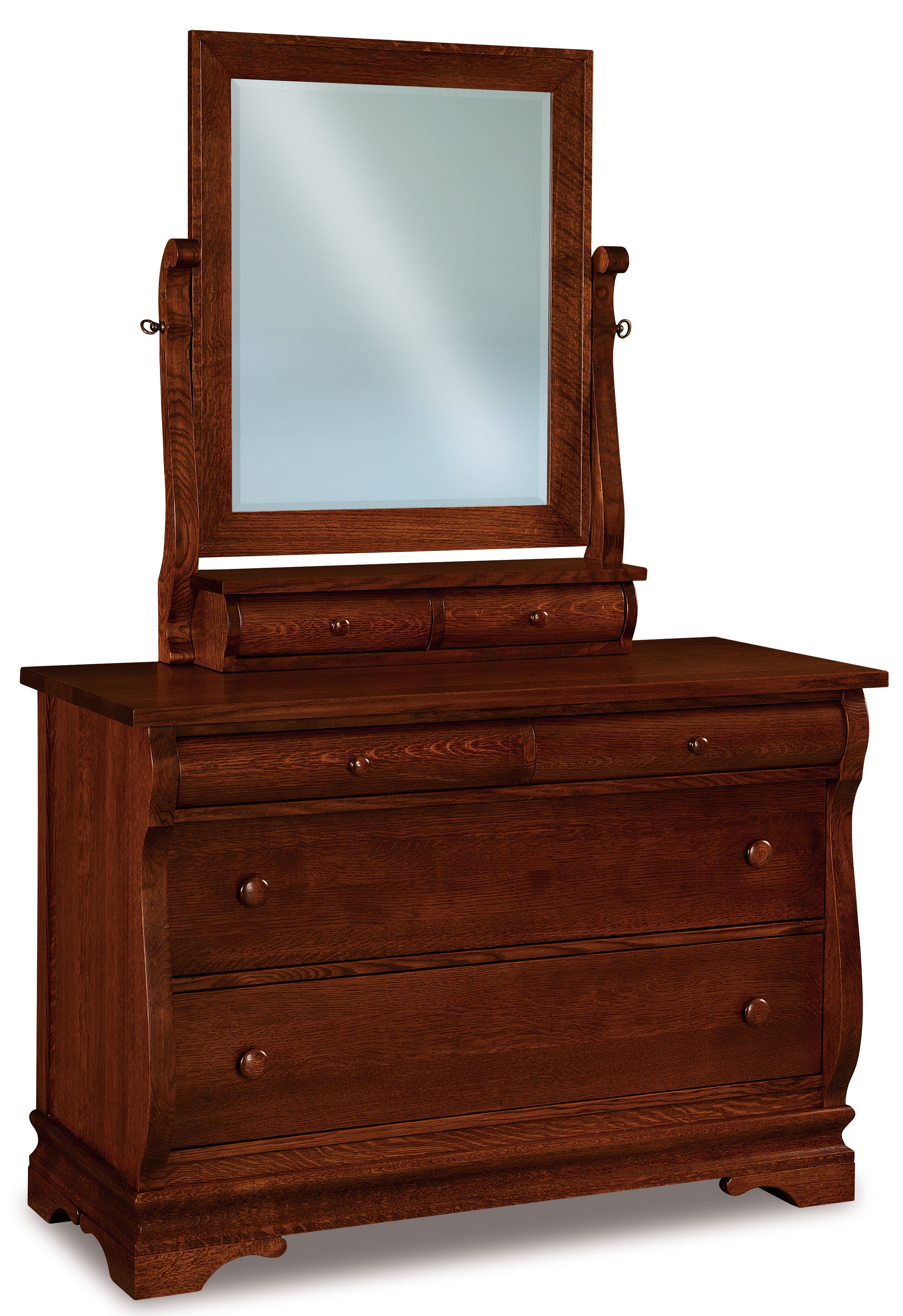 Amish Chippewa Sleigh Four Drawer Dresser