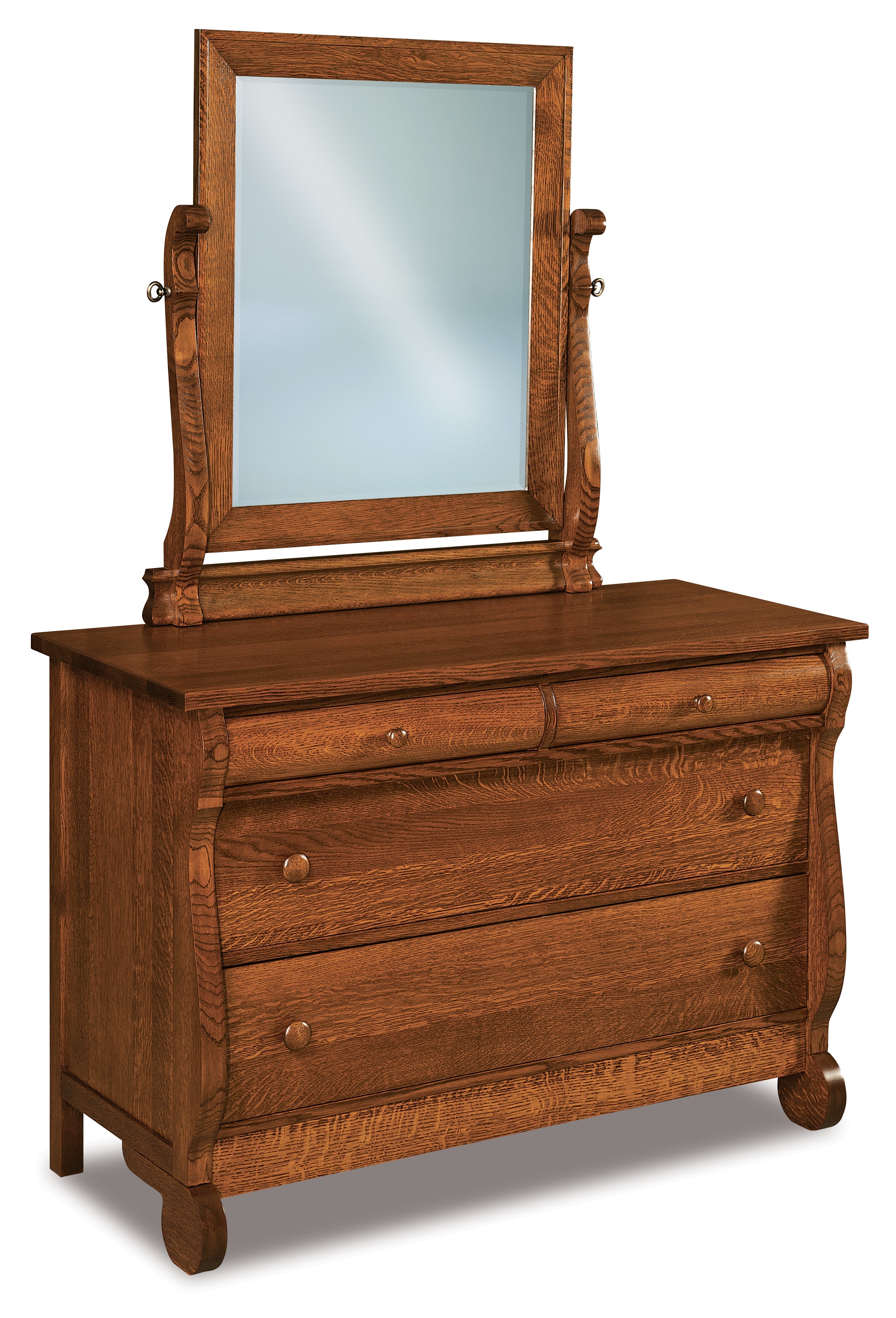 american made amish old classic sleigh four drawer dresser with mirror